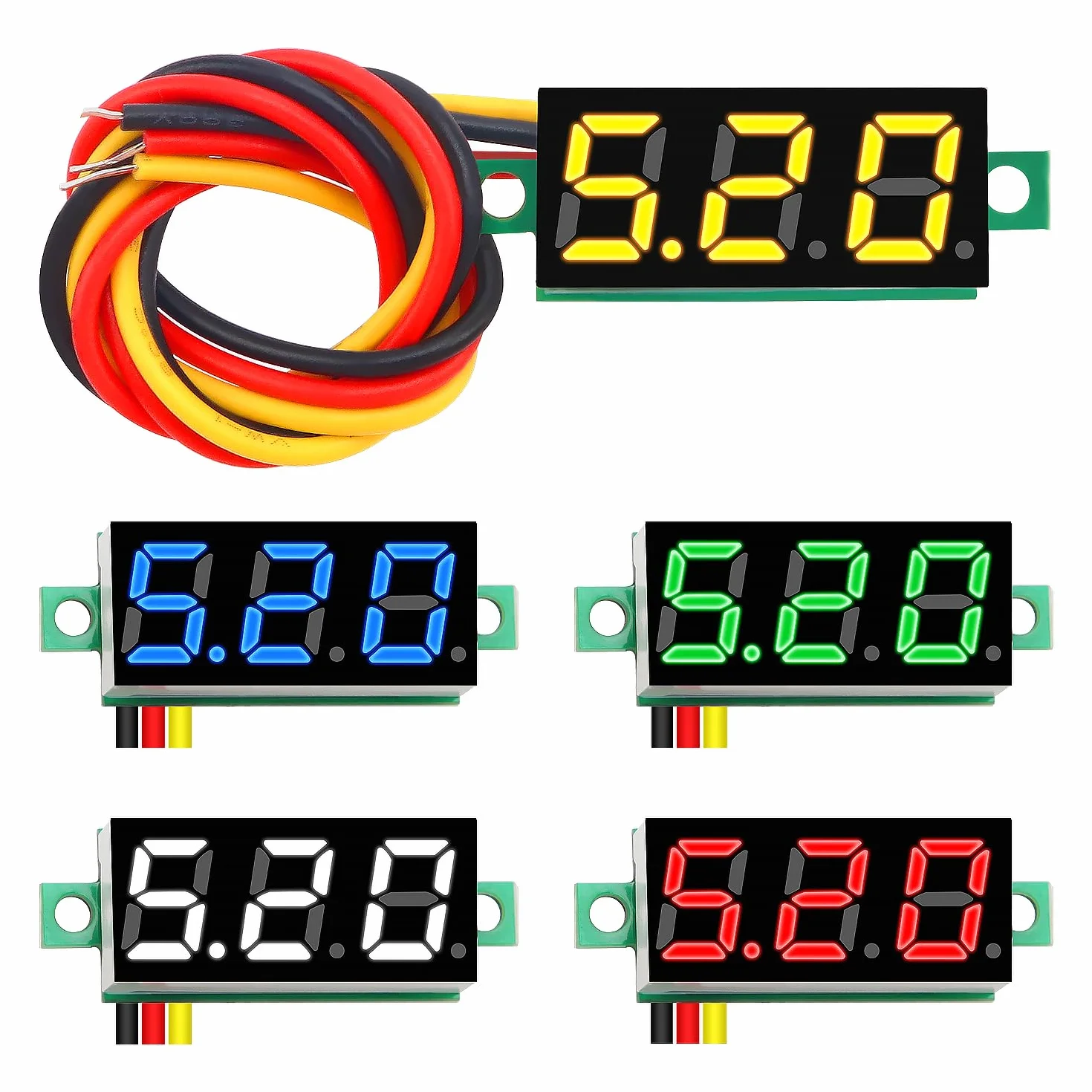 YIXISI Mini Digital LED Voltímetro 0.28" 0-100V DC 3 Cables Protección de Polaridad Medición Precisa