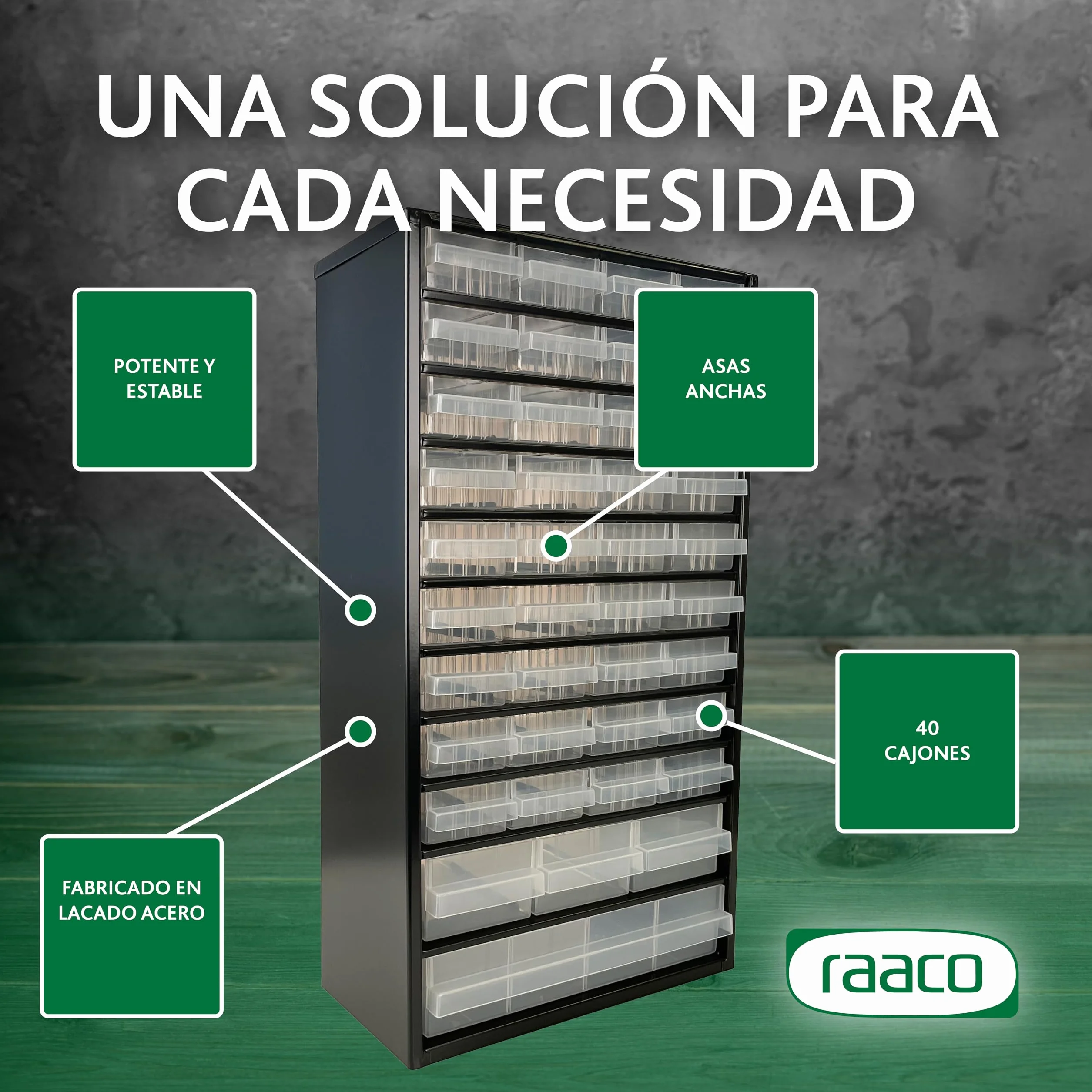 Raaco C12-40 Organizador de Tornillos 40 Cajones 36 kg 15x30,6x55,2 cm Acero Recubierto