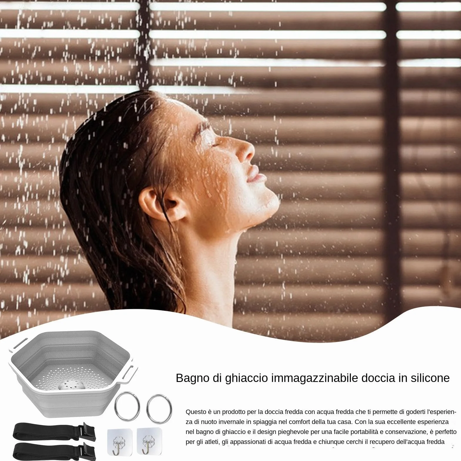 Ducha De Hielo, Enfriador De Baño De Hielo, Enfriador De Agua De Silicona, Enfriador De Baño De Hielo Plegable De Silicona, Conexión De Alcachofa De Ducha, Ducha De Baño De