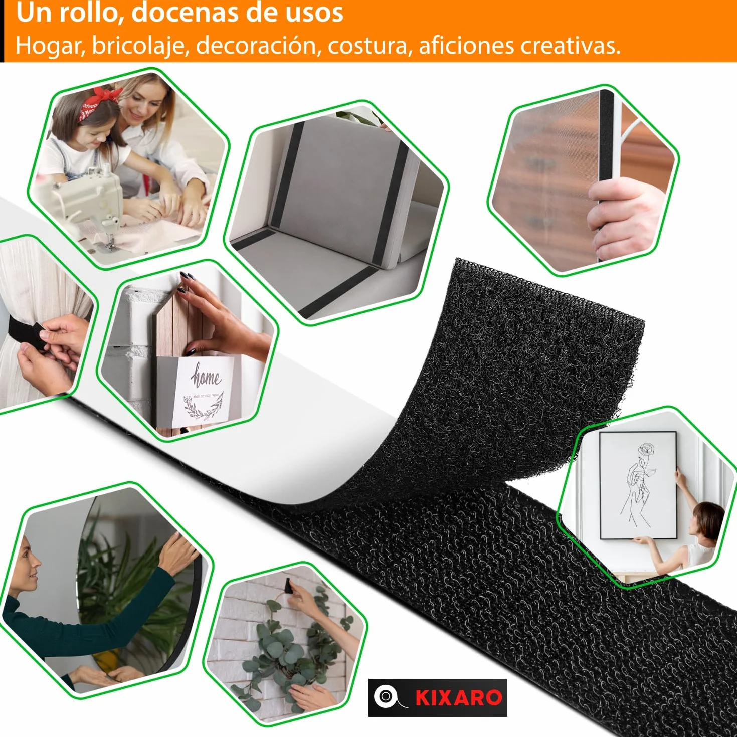 Cinta Gancho Doble Cara Negro Adhesivo Extra Fuerte Ancho 11cm X 2 M Adhesivo Fuerte para Tela Mosquiteras Alfombras Textil Sofa Ropa ✯GARANTÍA DE POR VIDA✯ Cinta Rollo Hook y Loop Tape Gancho y Lazo