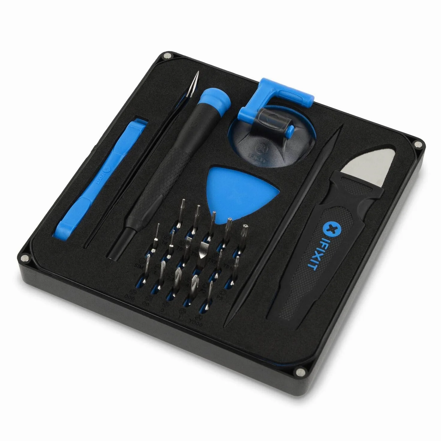 iFixit Essential Electronics Toolkit, Juego de herramientas con 16 puntas de precisión (4 mm) y mango destornillador para reparar moviles, consolas