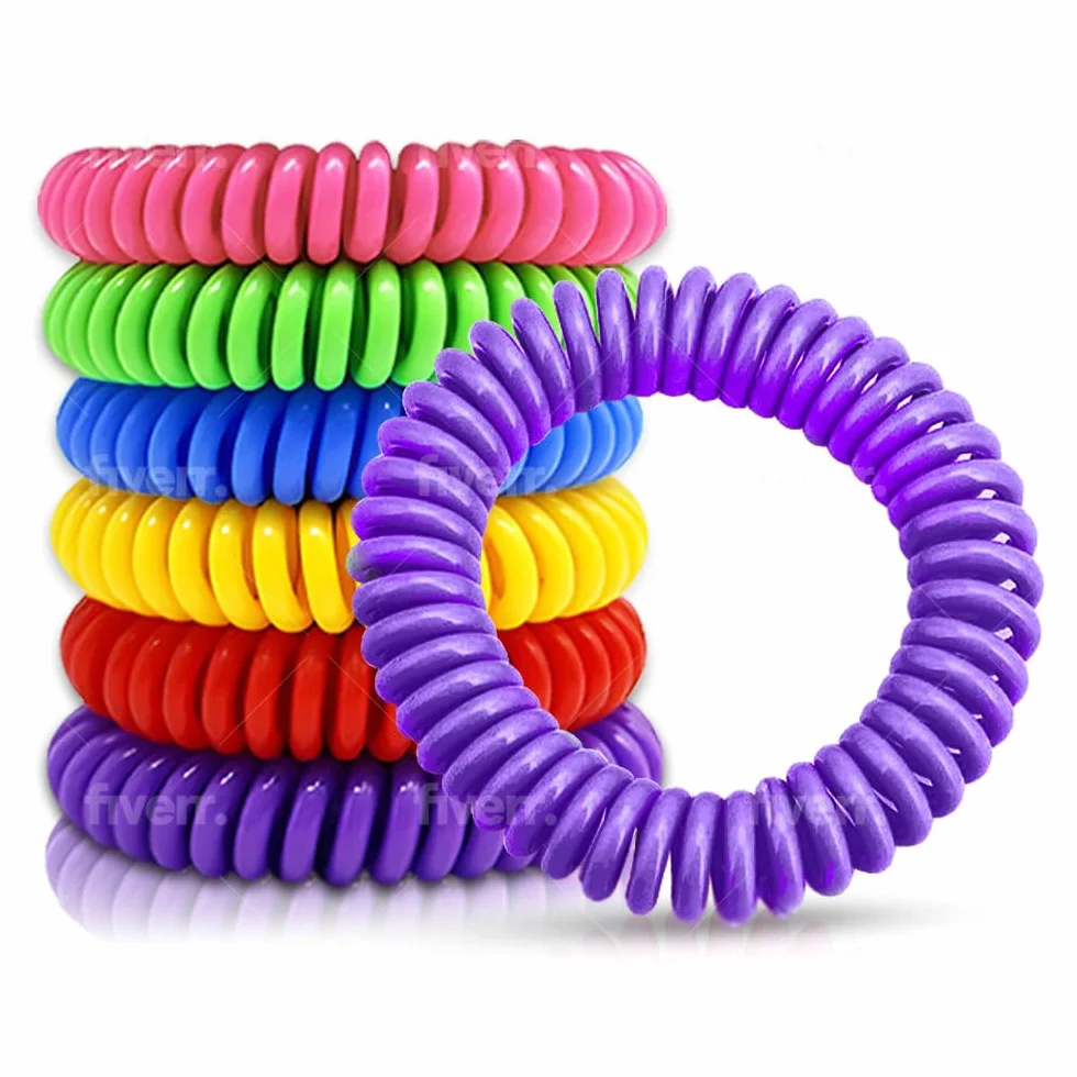 Pulseras Anti Mosquitos Multicolor Elastica con Citronela, Brazalete Repelente de Mosquitos e Insectos, Proteccion Exterior Interior, Larga Duracion, para Niños y Adultos (2, Lila)