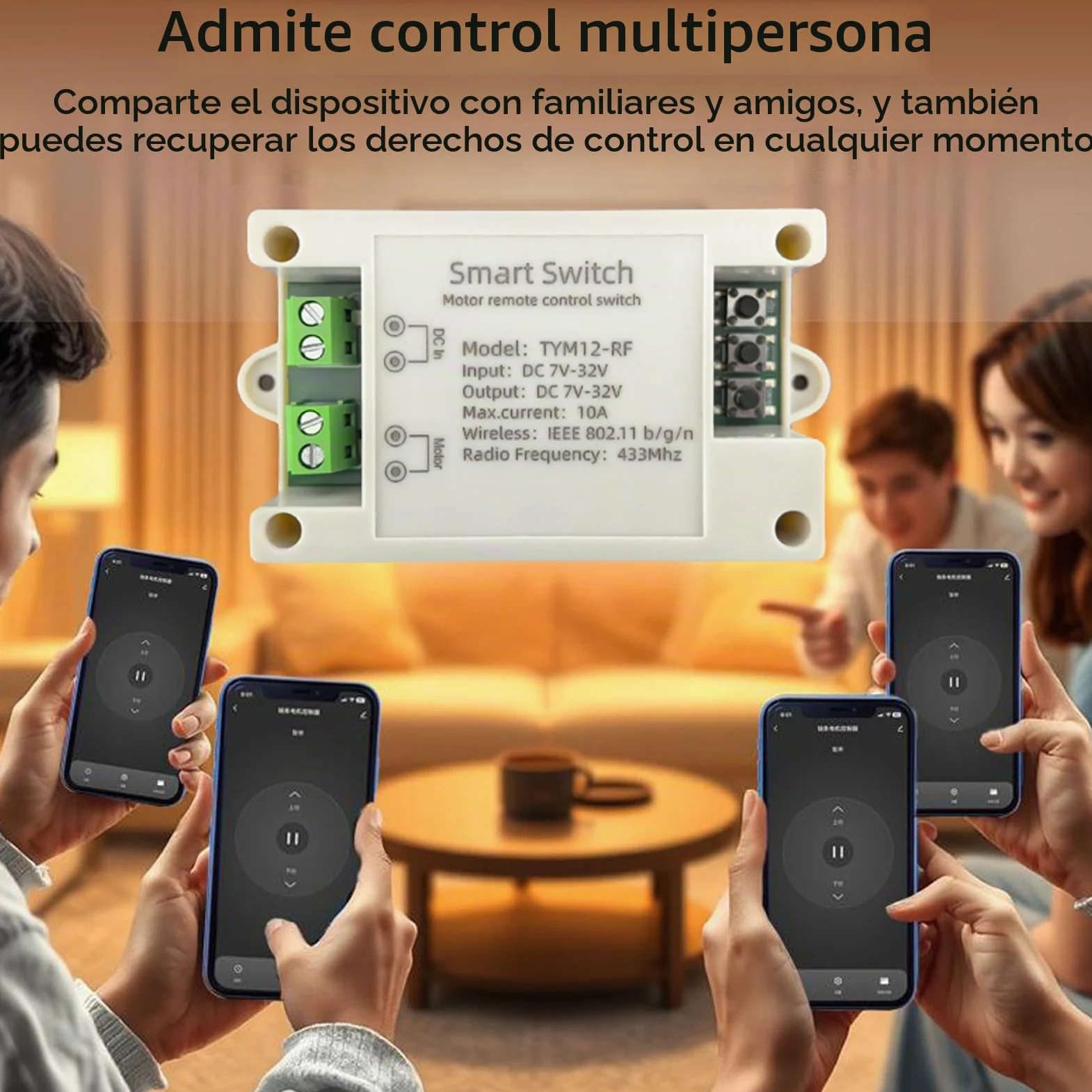 Controlador de motor de CC inalámbrico inteligente de avance y retroceso, adecuado para el control remoto de la Tuya Smart App actuador lineal de DC 7 V a 32 V y válvula solenoide