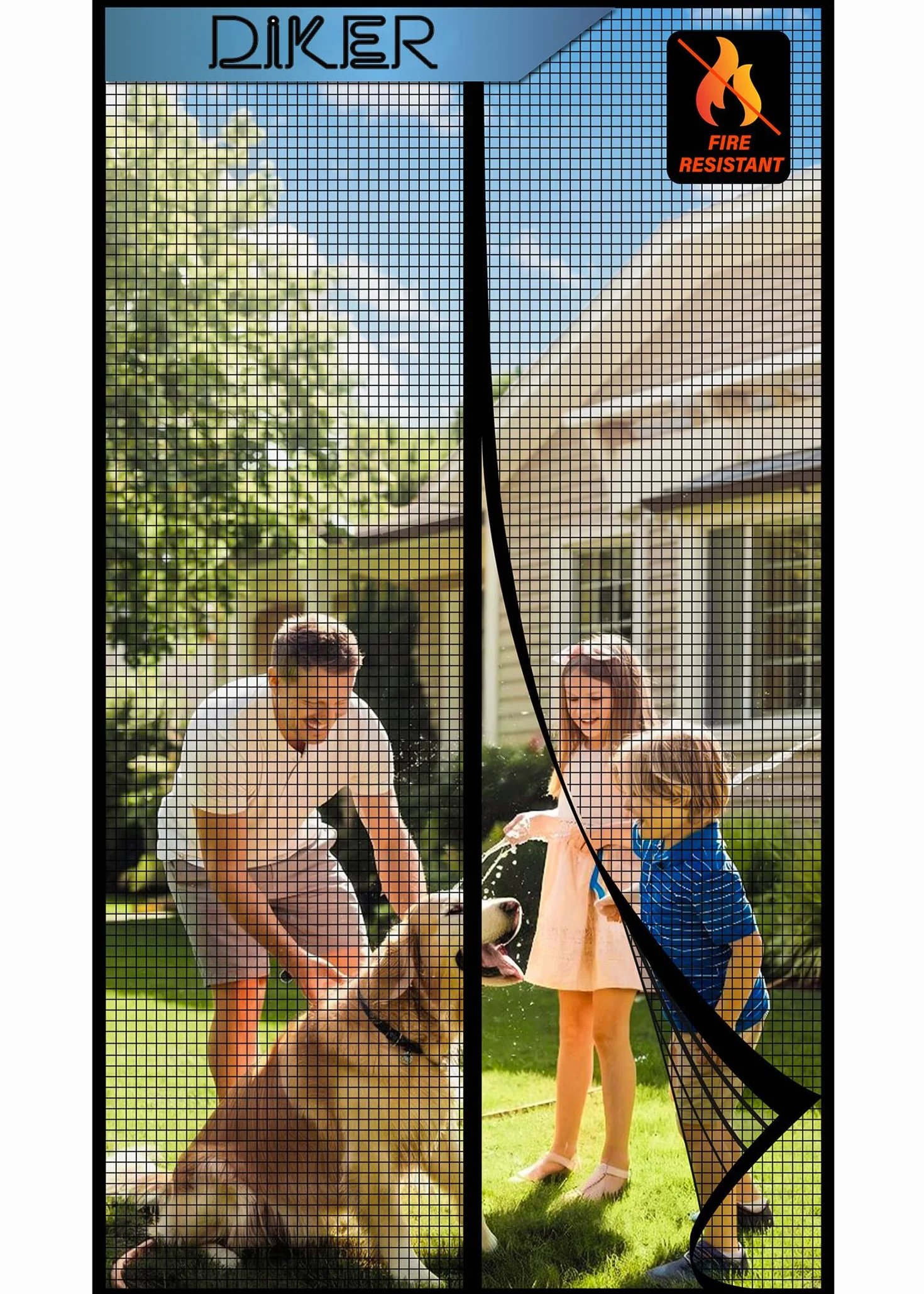 DIKER Mosquitera Puerta Magnetica 100x210cm, Cortina Mosquitera Puerta Exterior Corredera, Mosquiteras para Ventanas para Puertas de Balcón, Fibra de Vidrio para Mayor Durabilidad, Negro
