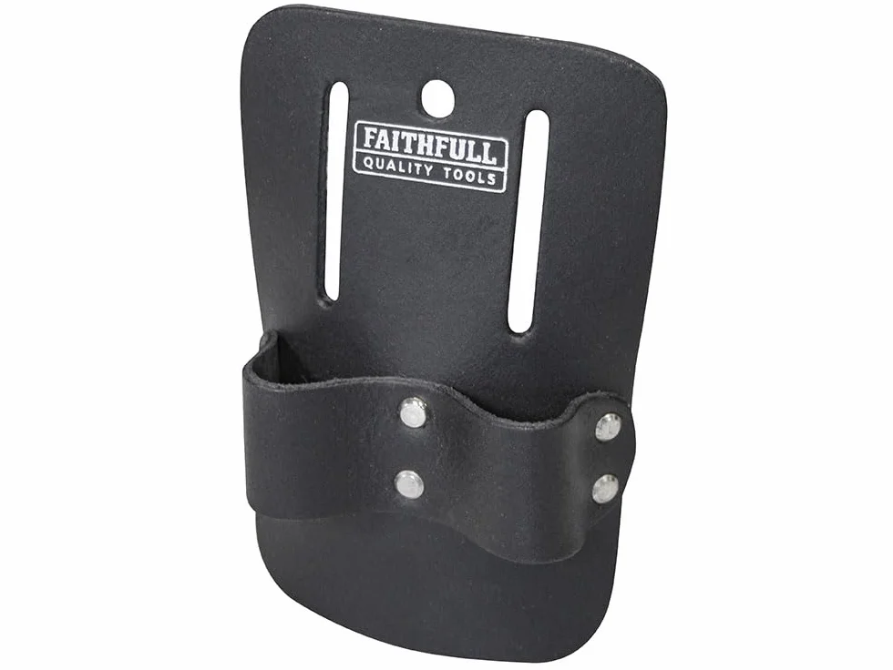 Faithfull Porte-clé d'échafaudage double boucle en cuir noir pour ceinture à outils