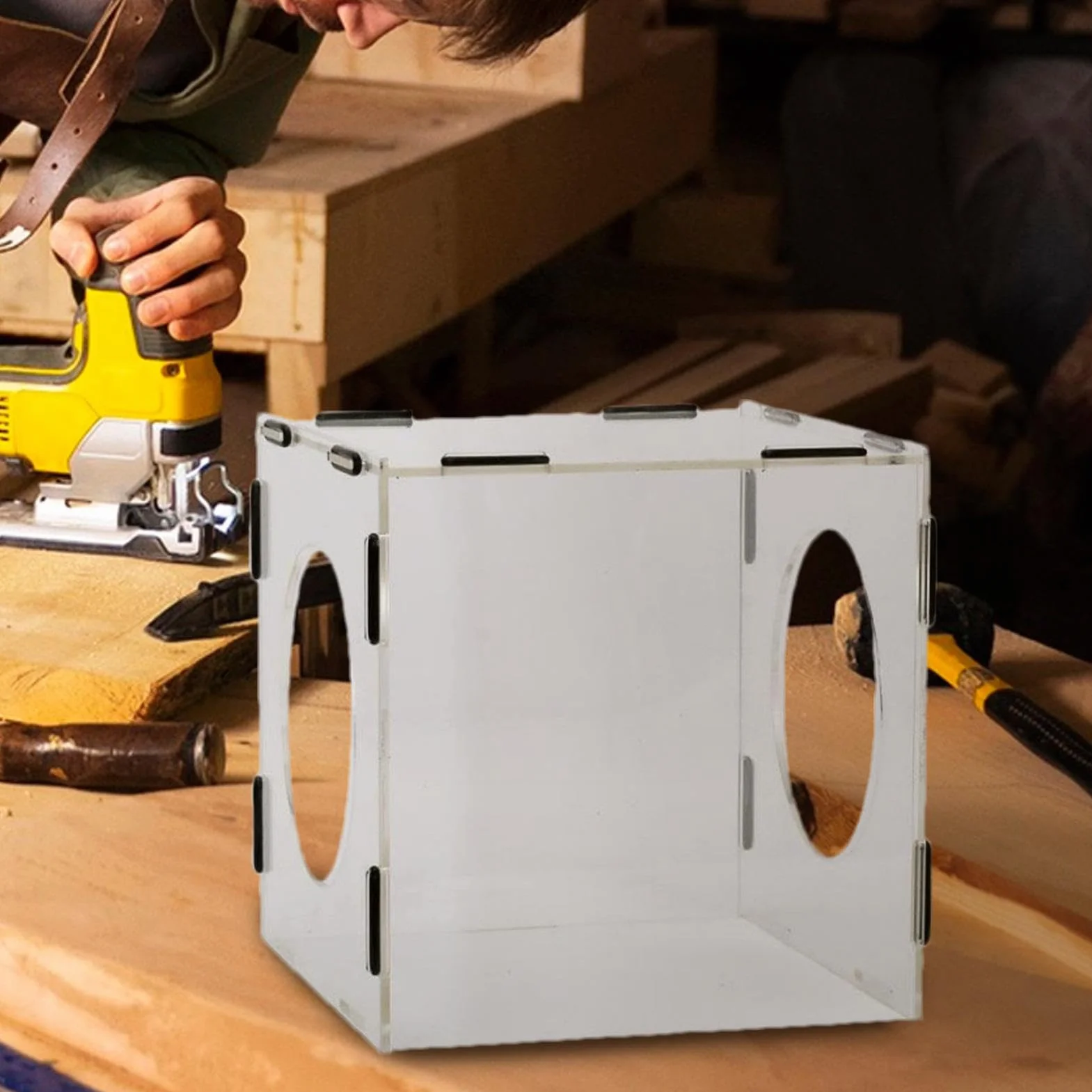 Caja de polvo pulidora – Caja de lijado a prueba de polvo | Mesa de molienda eléctrica, caja de polvo transparente cerrada para trabajos de molienda