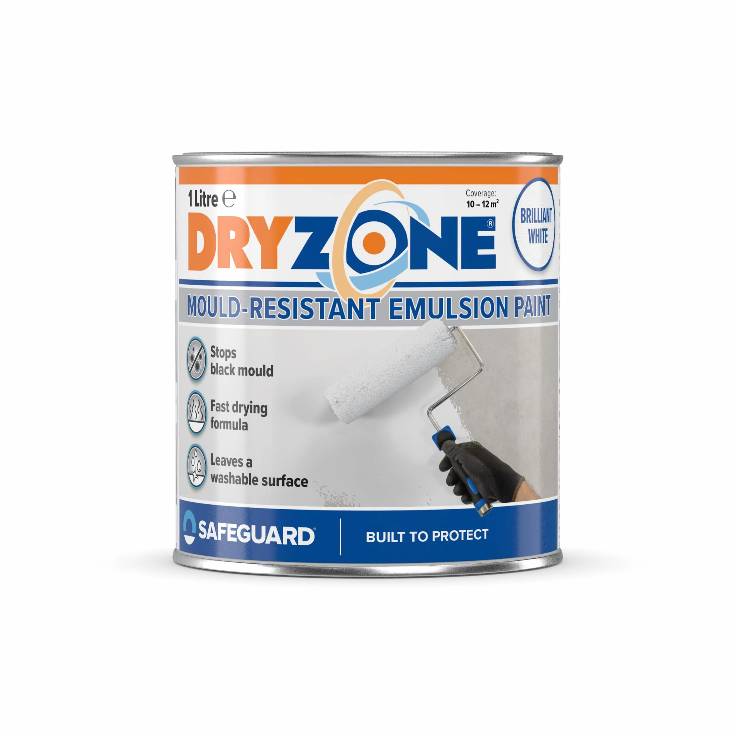 Dryzone Pintura Blanca Antimoho y Antihumedad para Interior – 1L – Para Pared y Techos – Protege en Contra del Moho Negro Durante 5 Años
