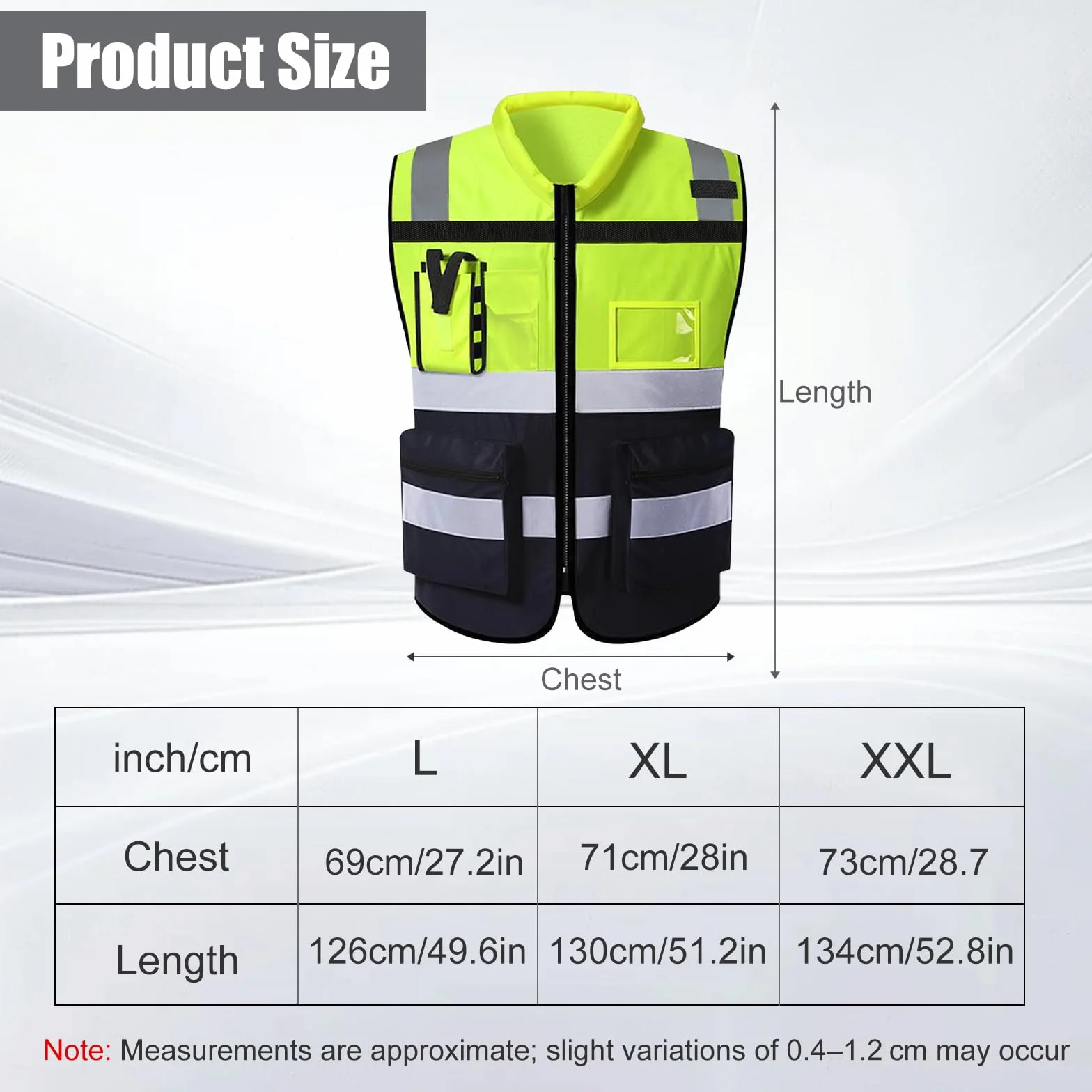 URAQT Chaleco Reflectante Homologado, Chaleco Reflectante de Seguridad, Chaleco Trabajo 7 Bolsillos con Cremallera, Chaleco de Seguridad de Alta Visibilidad para Limpiadores Trabajadores, Unisex, L