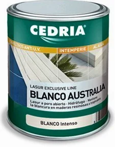 Barniz al agua blanco Australia Exterior de la marca Cedria - Lasur blanco intenso - 750 ml -
