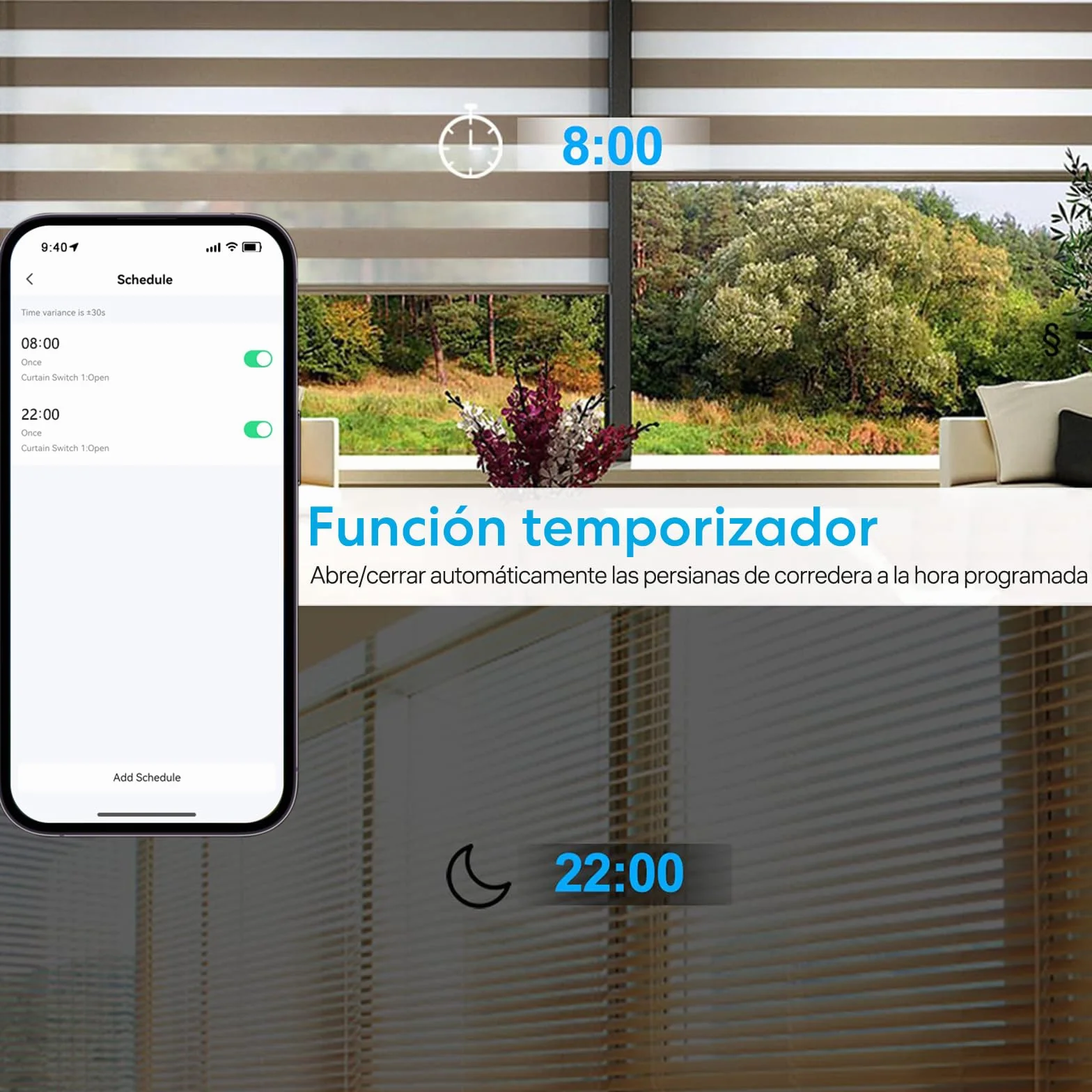 LoraTap Interruptor Persiana WiFi con Mando a Distancia RF, Interruptor Táctil de Pared para Cortina Eléctrica, Funciona con La Aplicación Smart Life, Compatible con Alexa y Google Home