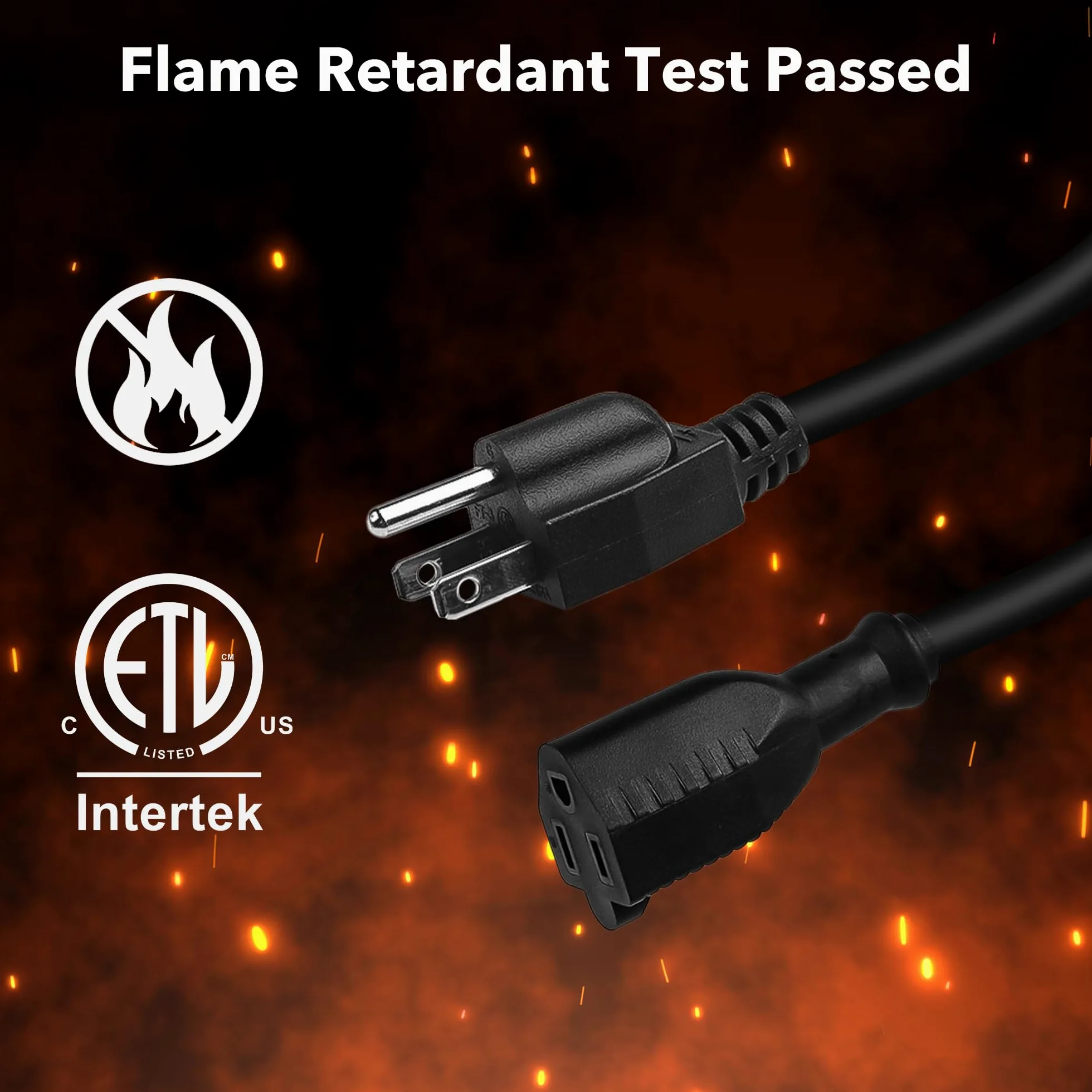 BN-LINK Cable de extensión para interiores y exteriores de 6 pies, 16/3 SJTW, paquete de 3, negro, 3 puntas, resistente a la intemperie y ignífugo, para interiores, jardín, paisajismo y decoraciones