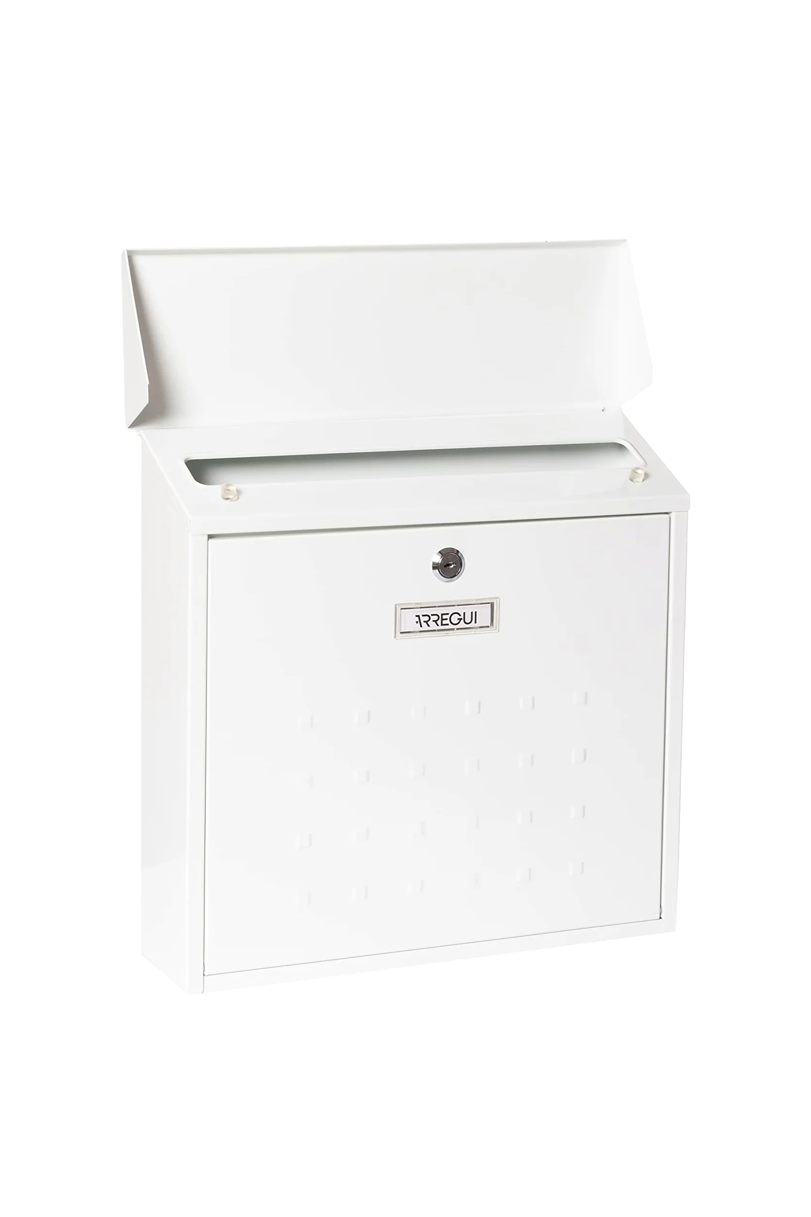 ARREGUI Premium Maxi E5611 Buzón Exterior de Acero, Tamaño L (Revistas, Sobres C4), Gran Capacidad, Buzón de Correo Individual, Buzón de Pared Grande, Antilluvia, Fácil de Instalar, Blanco