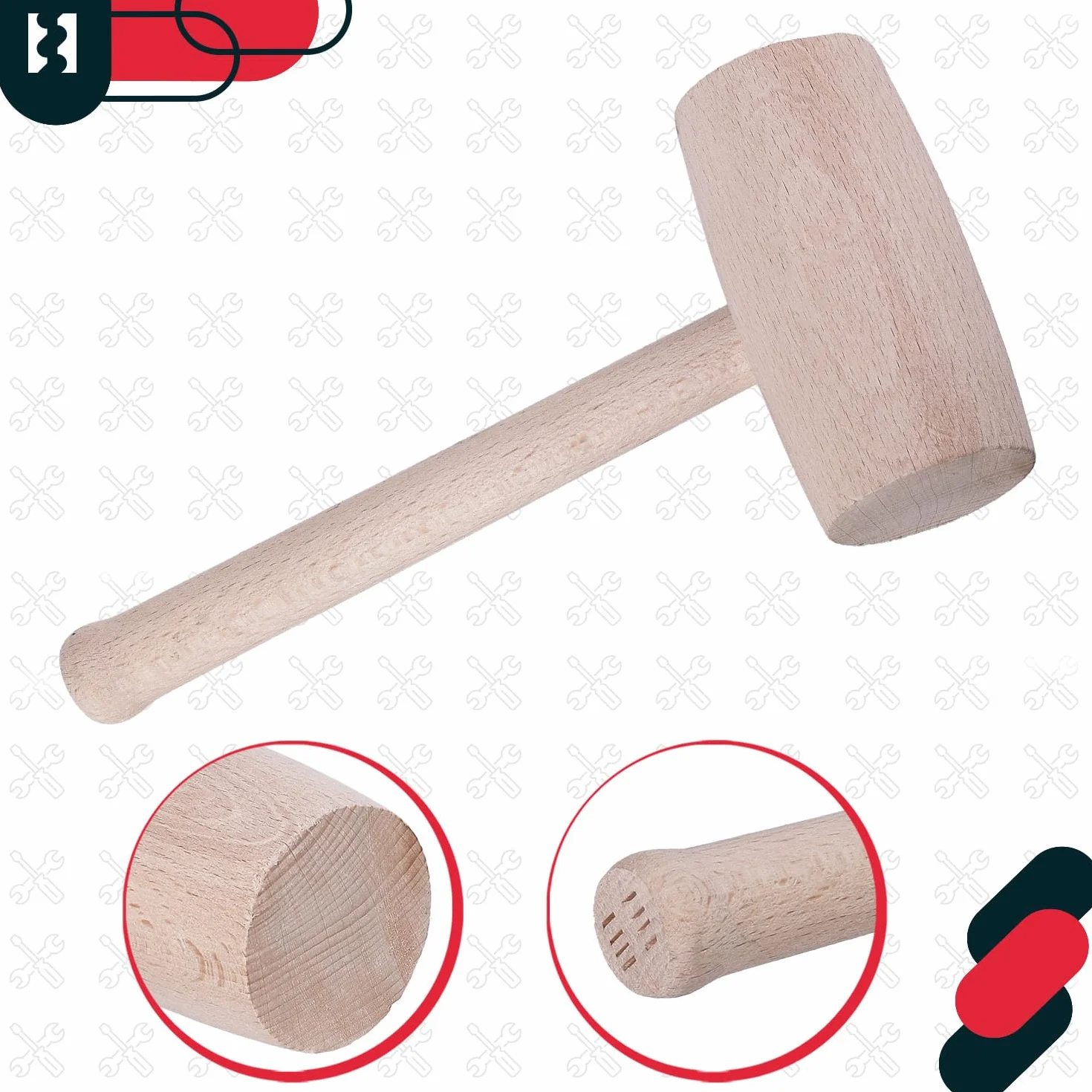 KOTARBAU® Martillo de Madera, Ø 65 mm, Mazo de Madera de Haya, Maza Redonda para Trabajos de Corte, desbaste y Tallado de Madera, Uso en carpintería