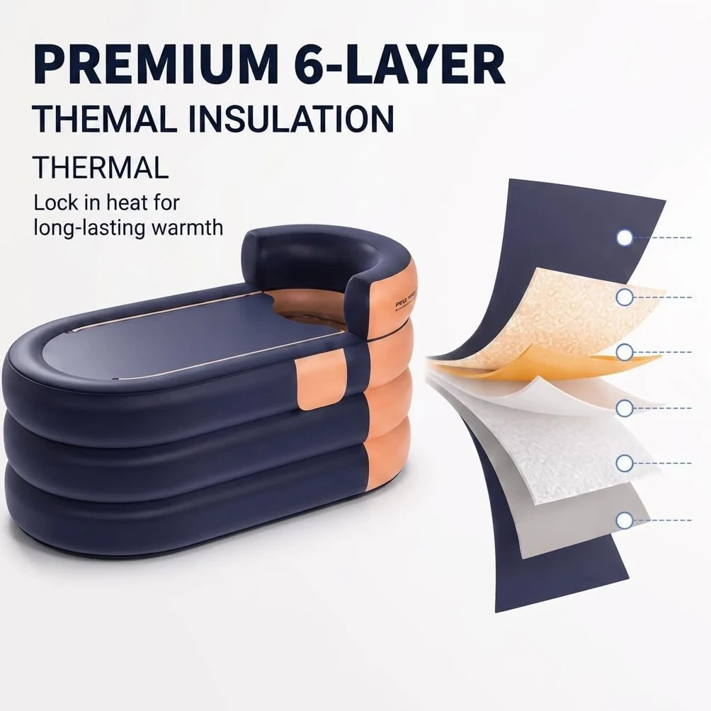 Bañera Inflable, Inflable Plegable Móvil Independiente Bañera para Adultos y Ducha para Camping Viajes Spa