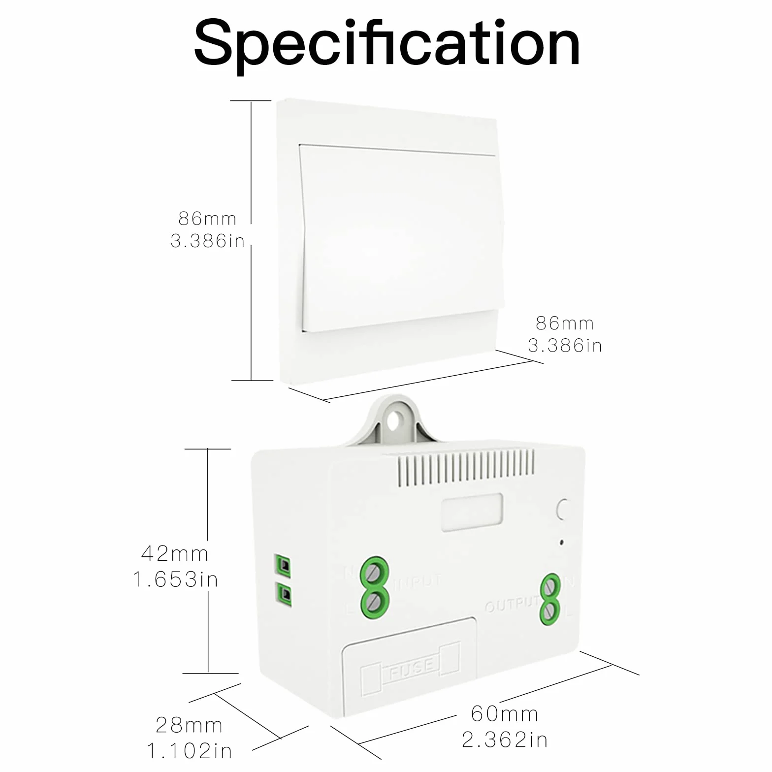 MOES Interruptor Inalámbrico Autoalimentado de Luz Conmutador RF433, Sin Cables Sin Bateria, Interruptor Pared con Receptor Lámpara Casa Iluminación (2 Interruptores 1 Receptor Kit)
