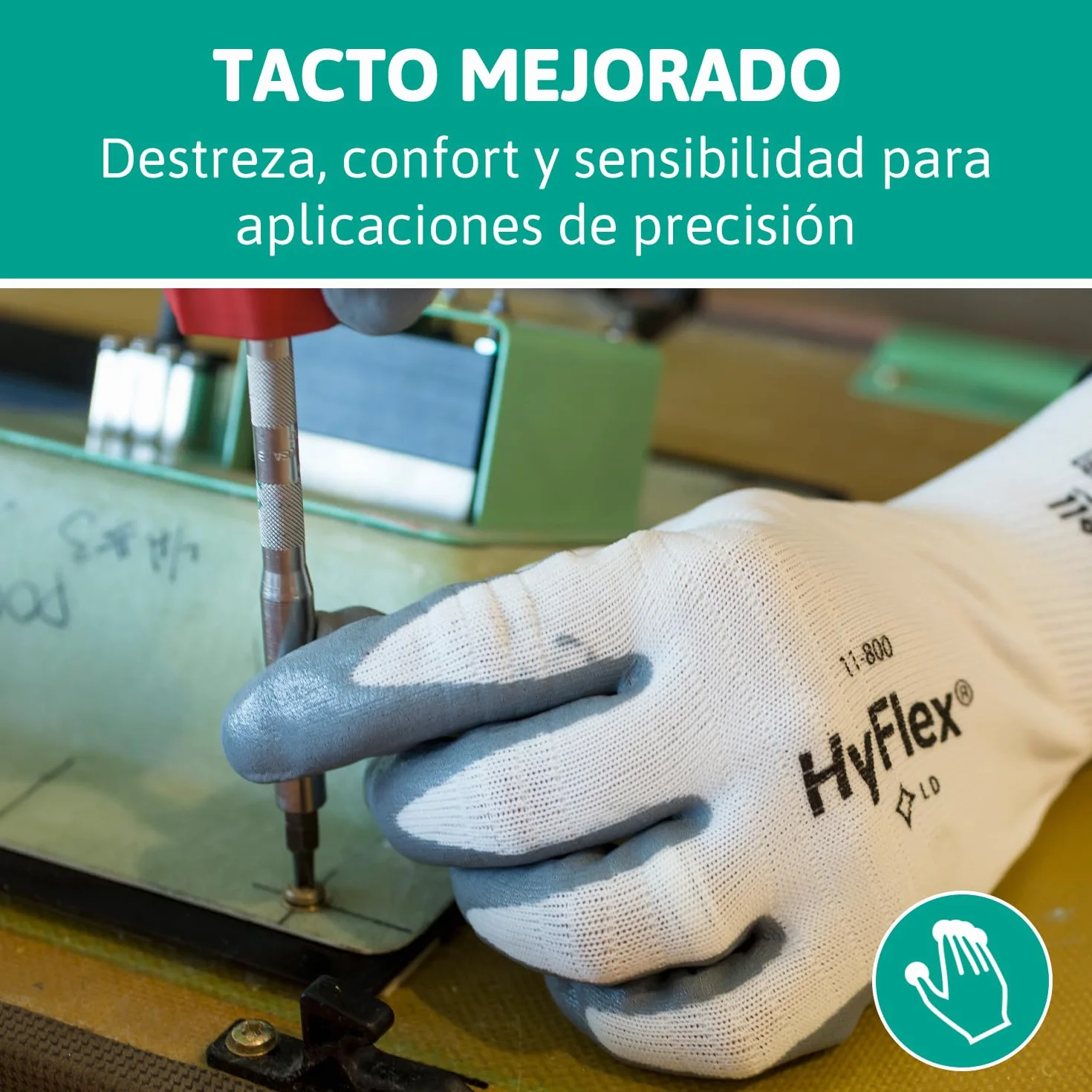 Ansell HyFlex 11-800 Guantes de Trabajo Profesionales, Revestimiento de Nitrilo Antideslizante, Talla XL, 12 Pares