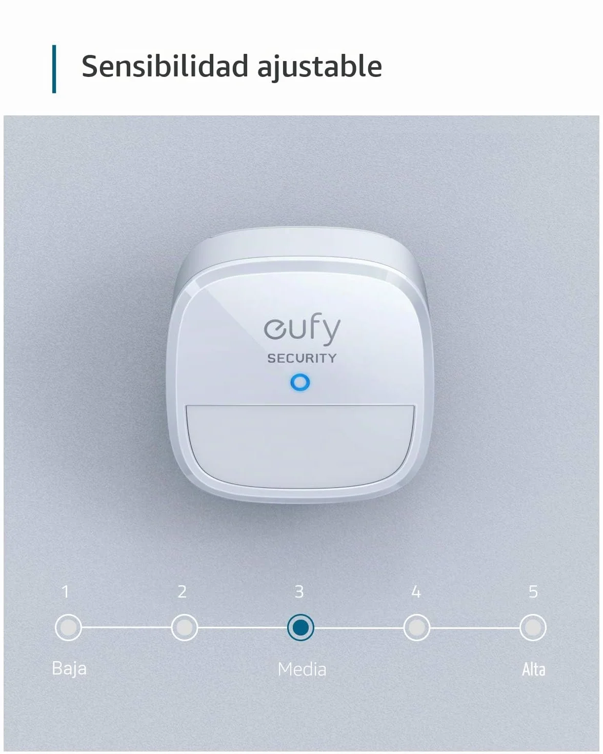 eufy Security Sensor de Movimiento Home Alarm System, 100° Campo de visión, 9m Alcance, 2 años Batería, Sensibilidad Ajustable