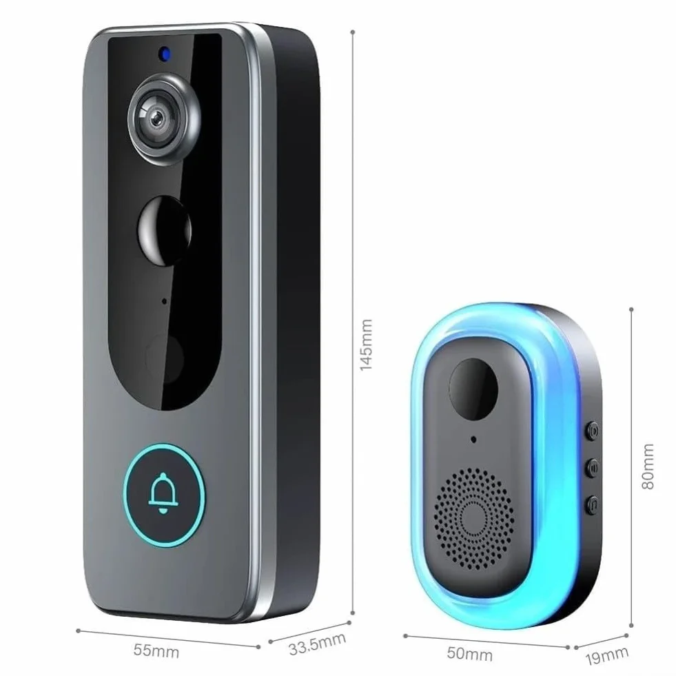 Timbre inalámbrico inteligente con video para timbre TUYA WiFi, video HD 720P, audio bidireccional, detección de movimiento, recargable por USB-C