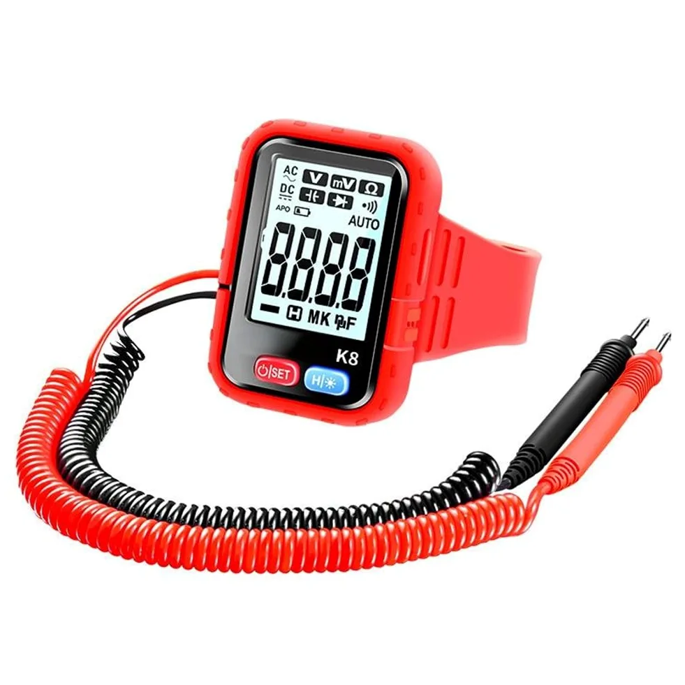 Multímetro Digital de Pulsera Recargable para Trabajos en Altitud. Probador Portátil de Resistencia y Continuidad.