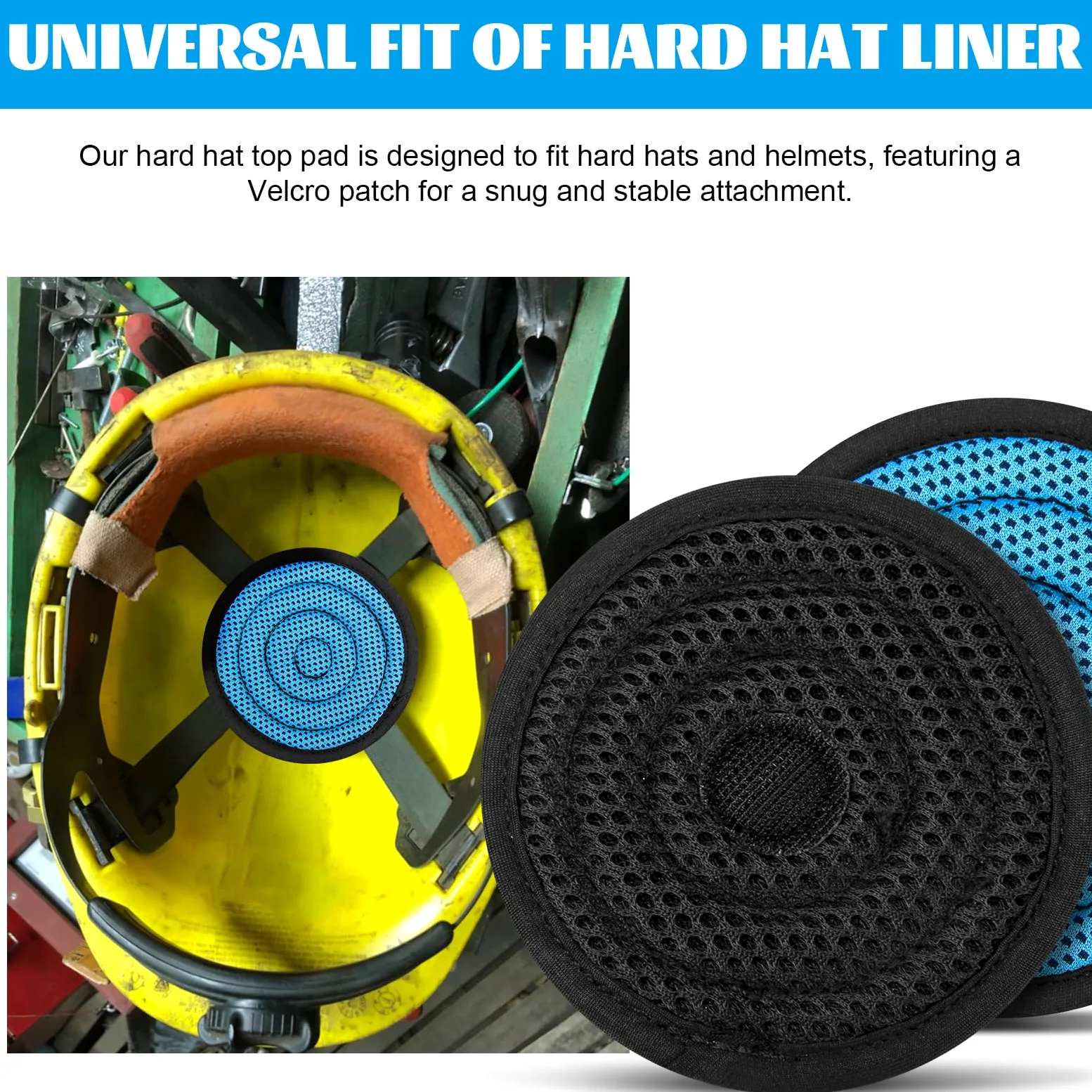 Almohadilla superior para cascos, lavable, relleno acolchado, repuesto de refrigeración para cascos y cascos de suspensión, azul, paquete de 6