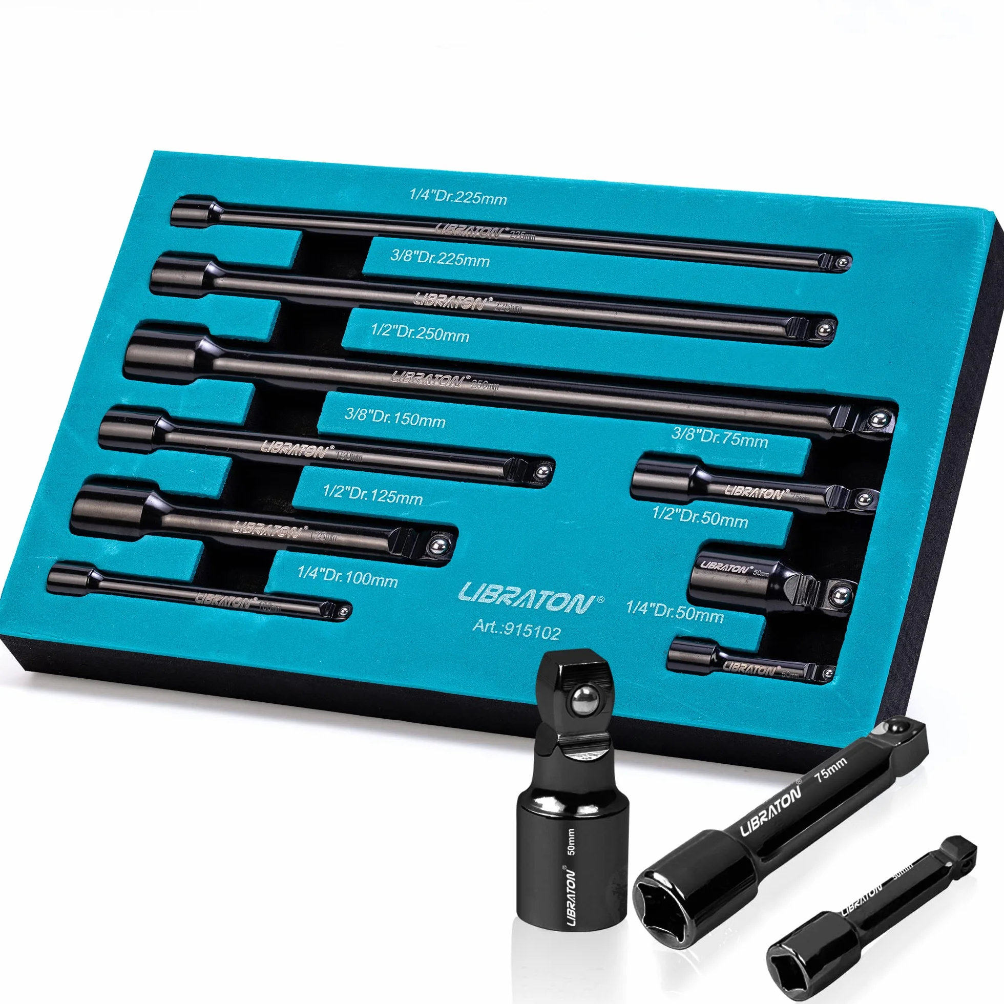 Libraton 9pcs Juego de Extensiónes Wobble, Barras de Extensión Inclinación Basculantes in Acero Cromado y Vanadio con Bandeja de Almacenamiento de EVA