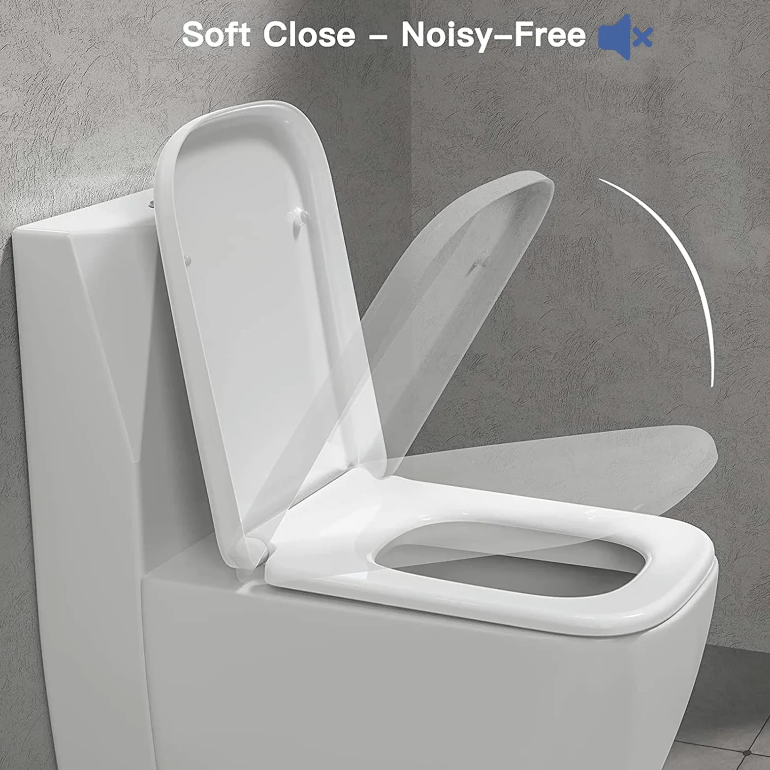 Asientos de inodoro de cierre suave Blanco | Asiento de inodoro cuadrado con liberación rápida | Fijación Superior Simple, Asientos de Inodoro Estándar, Bisagras Reductoras Ajustables,blanco-40~45cm*