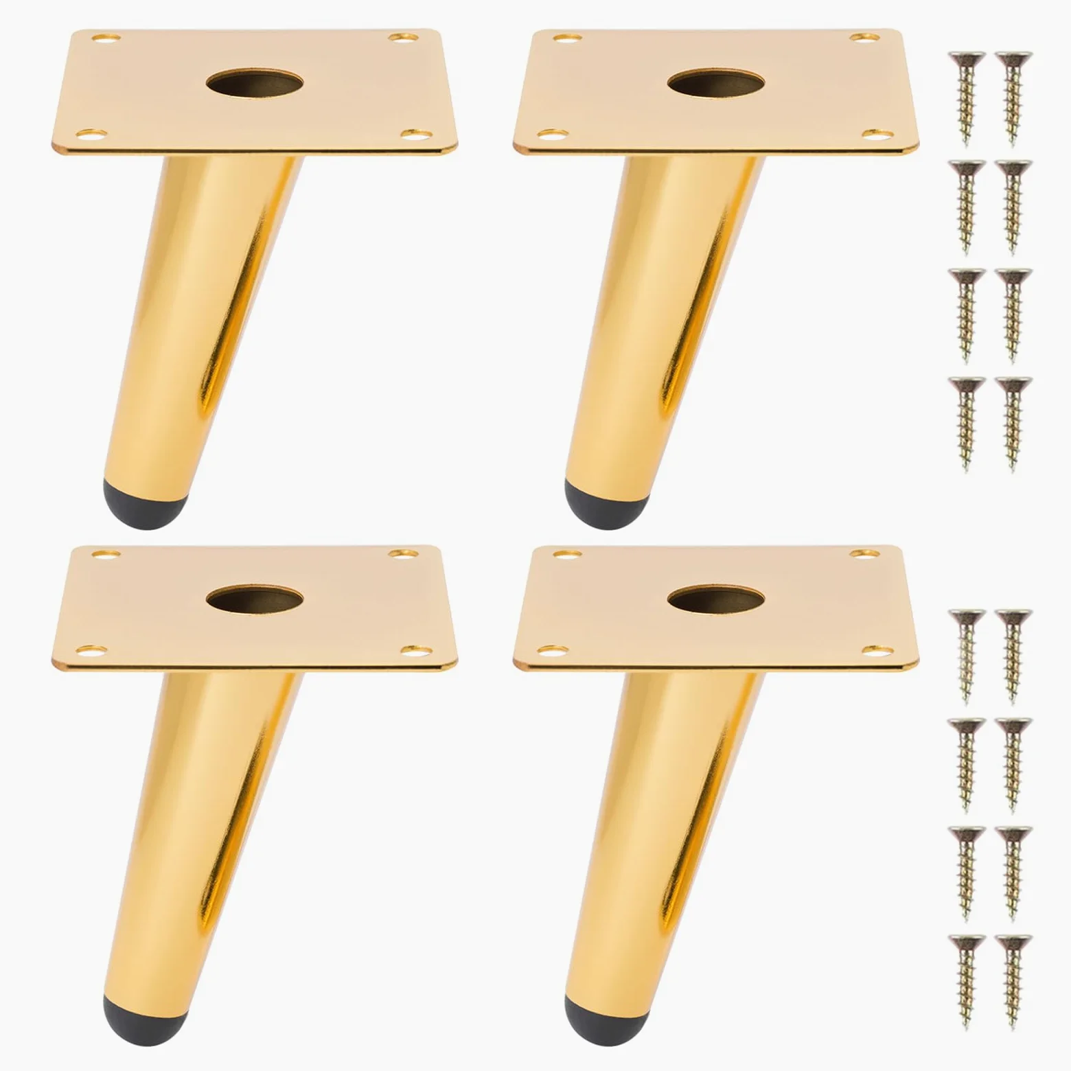 NAKUPENDA Patas de Muebles 4Pcs Patas de Muebles de Cono Inclinado Patas de Armario de Metal Patas de Mesa para Gabinete Silla Mesa de Café Sofá (10cm Altura,Dorado)