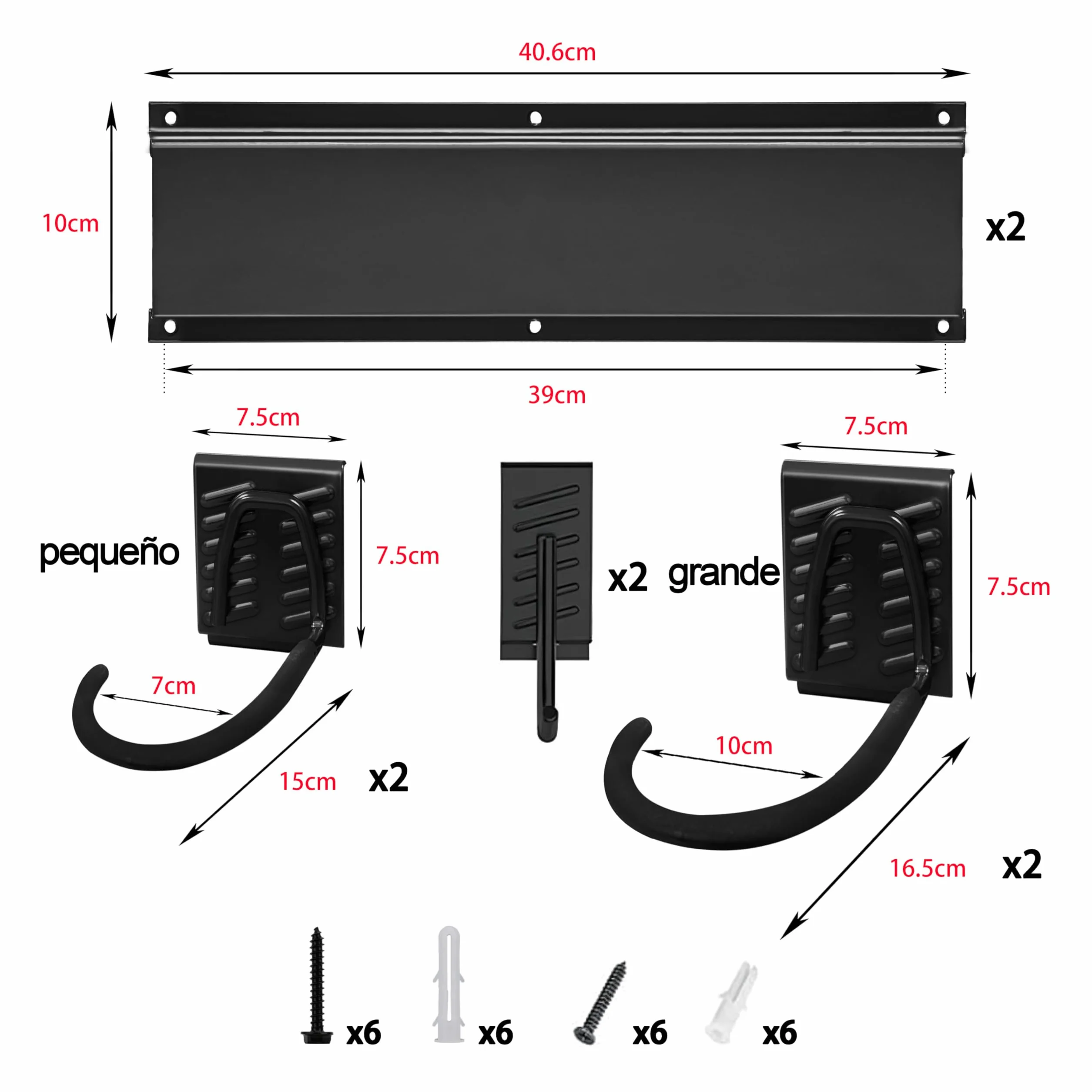 Mimoke Soporte de pared vertical ajustable para bicicleta eléctrica, MTB y bicicleta de carretera, soporte de pared para bicicletas y ganchos para casco (para 4 bicicletas 2 rieles)