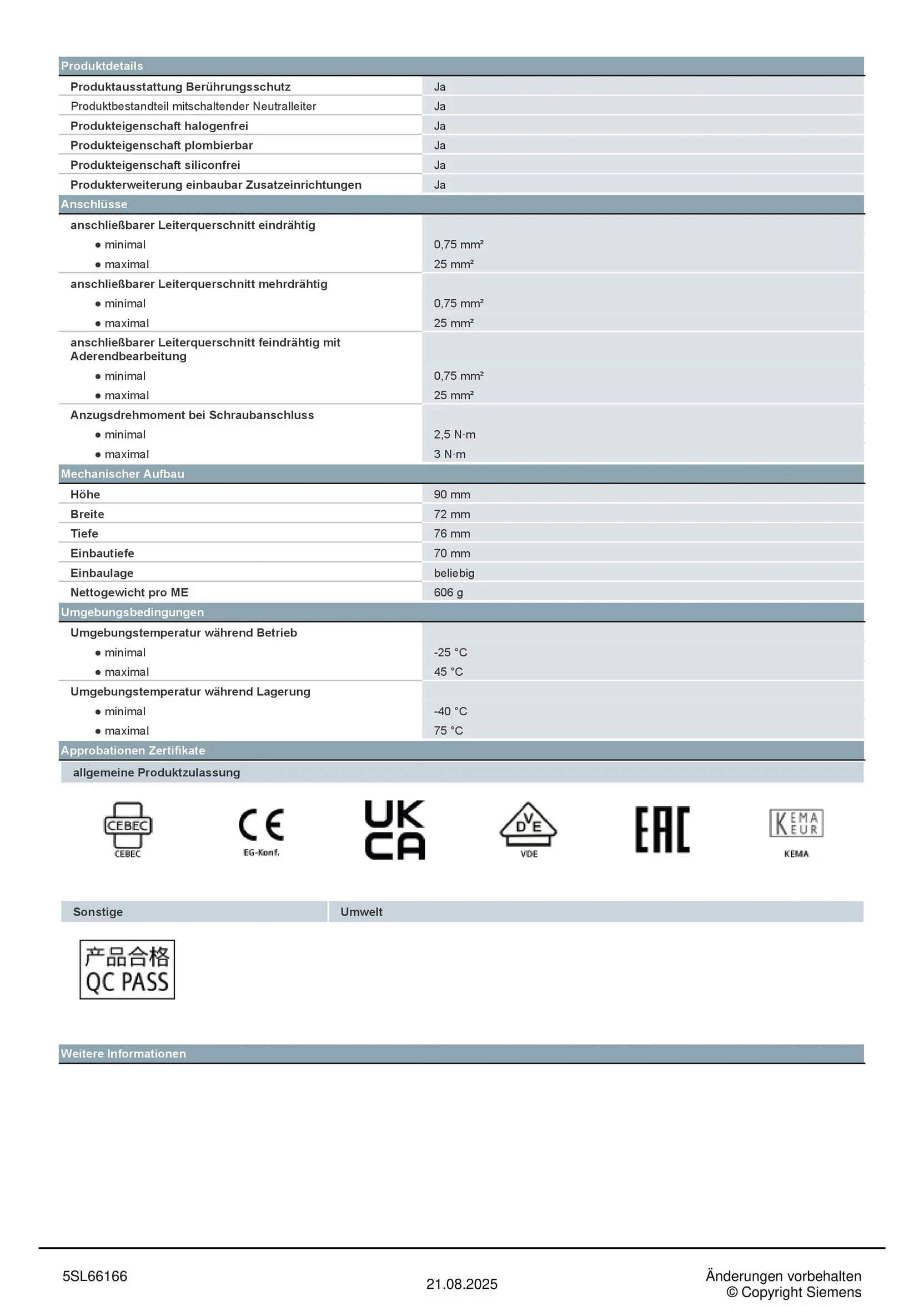 Siemens 5sl6 - Automático magnetotermico 400v 6ka 3+neutro polos b 16a