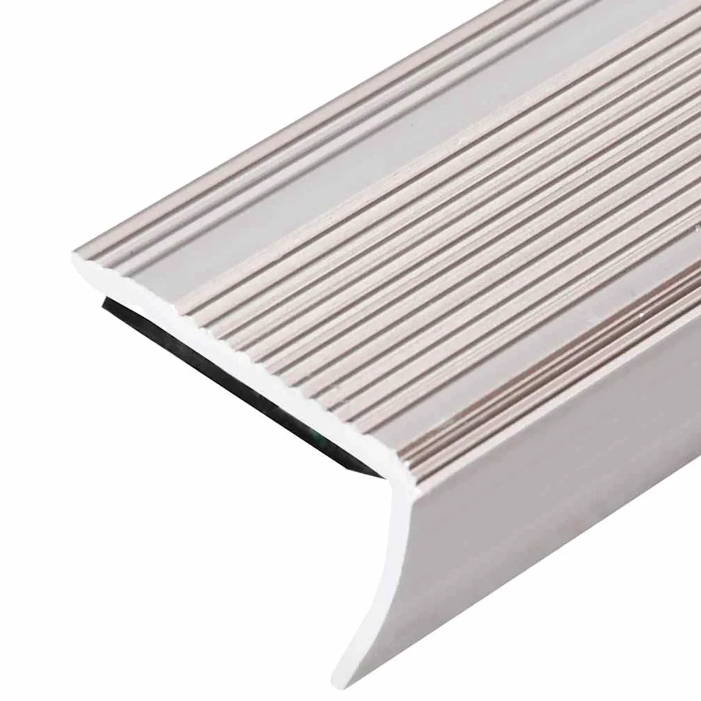 vidaXL Perfiles de peldaños Forma de L 5 uds Aluminio champán 100 cm, cantonera para peldaños, Perfil de Seguridad para Escalera, Laminado para peldaños