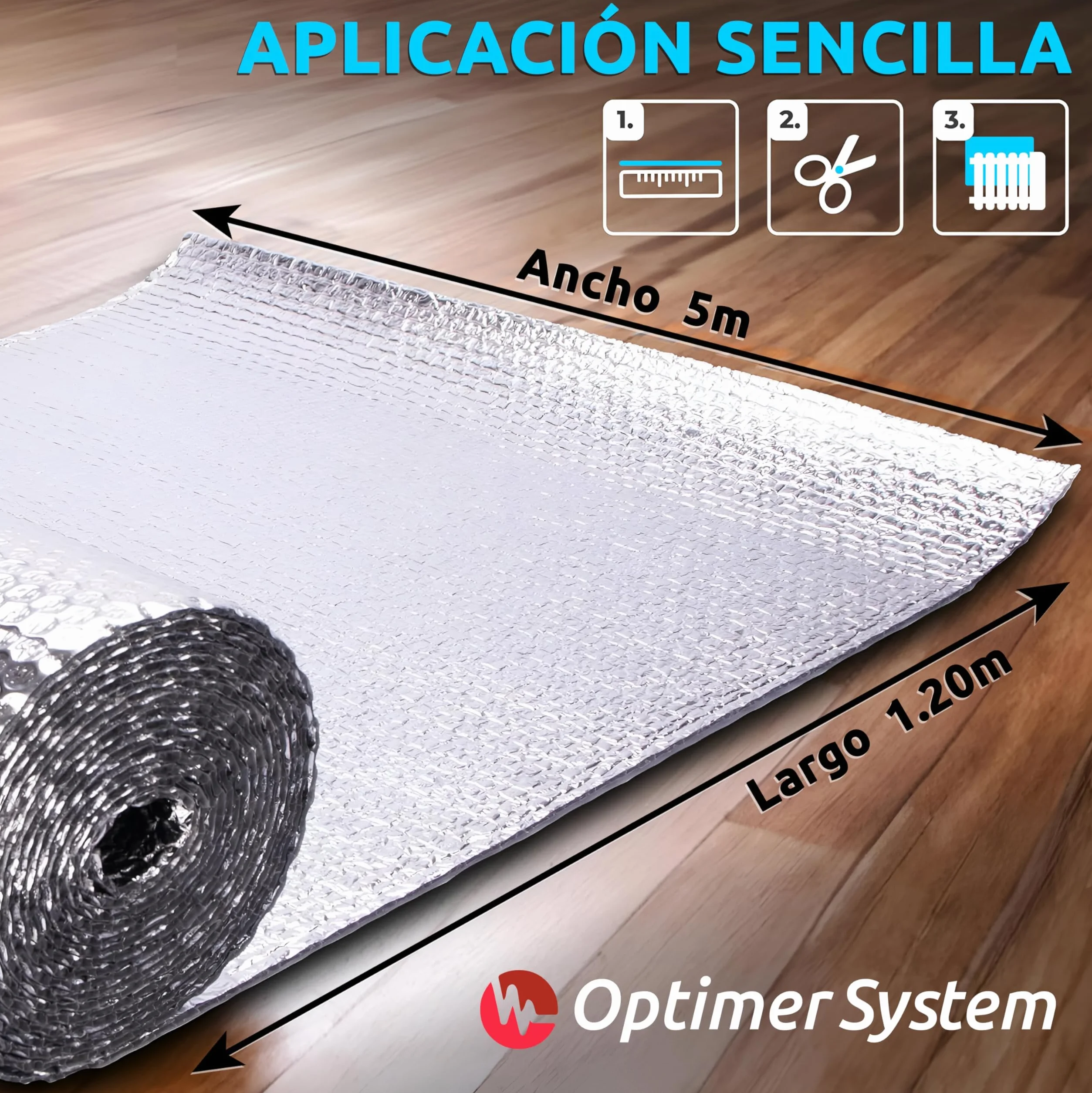 Aislante Térmico Multiusos 5x1.20m 6m² Rollo para Ventana, Pared, Suelo, Techo, Coche