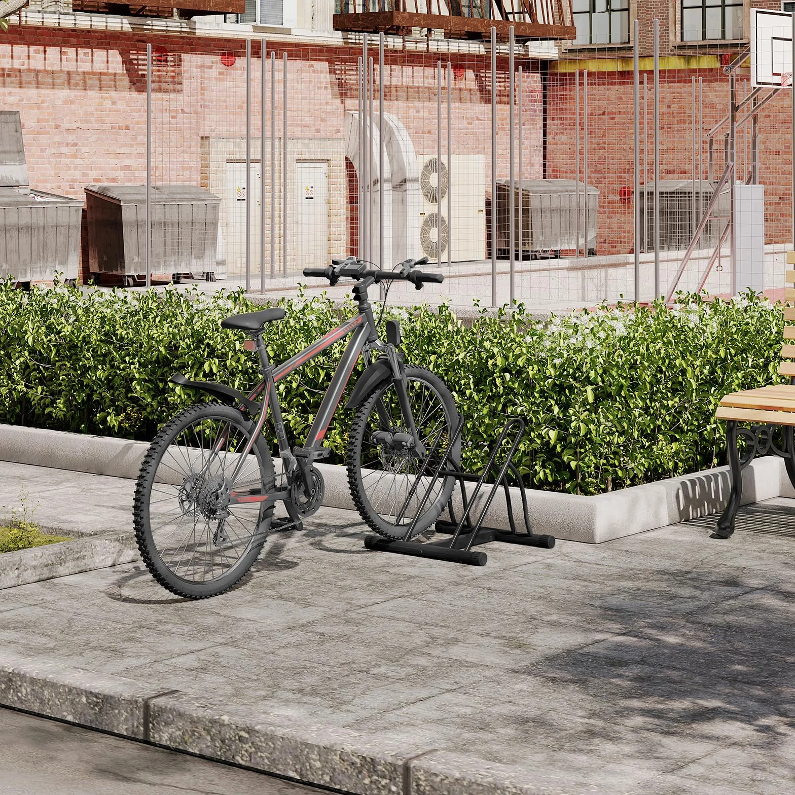 WOLTU Soporte para Bicicletas Exterior 2 Bicicletas Metálico Neumáticos 60 mm Negro