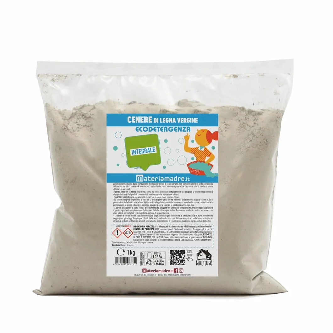 Ceniza de leña virgen integral 1 kg bolsa