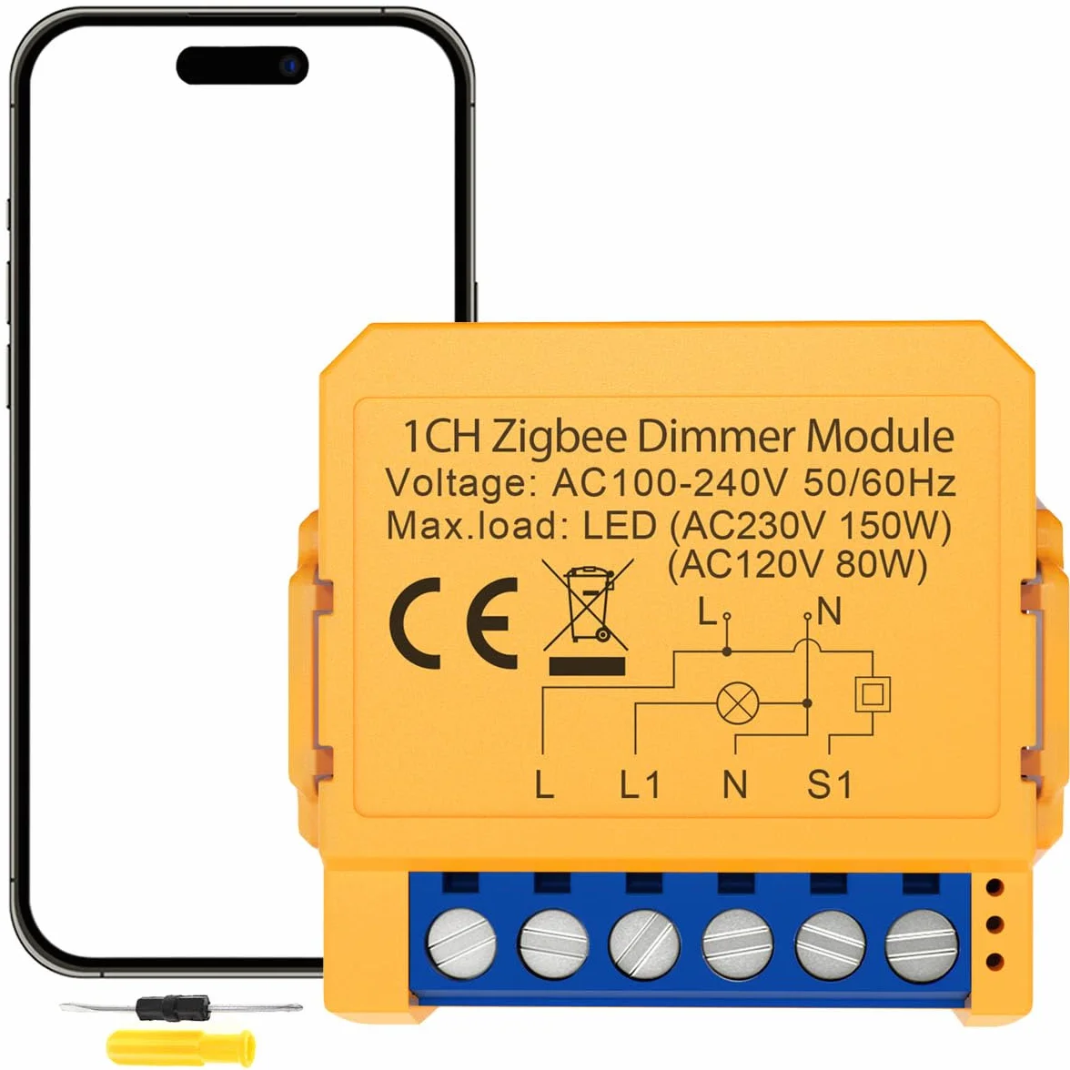Módulo de interruptor inteligente de 150 W con regulador de intensidad de luz inteligente Zigbee, módulo de interruptor LED de 1 marcha, 2 vías, WiFi, Smart Alexa, DIY, miniregulador de