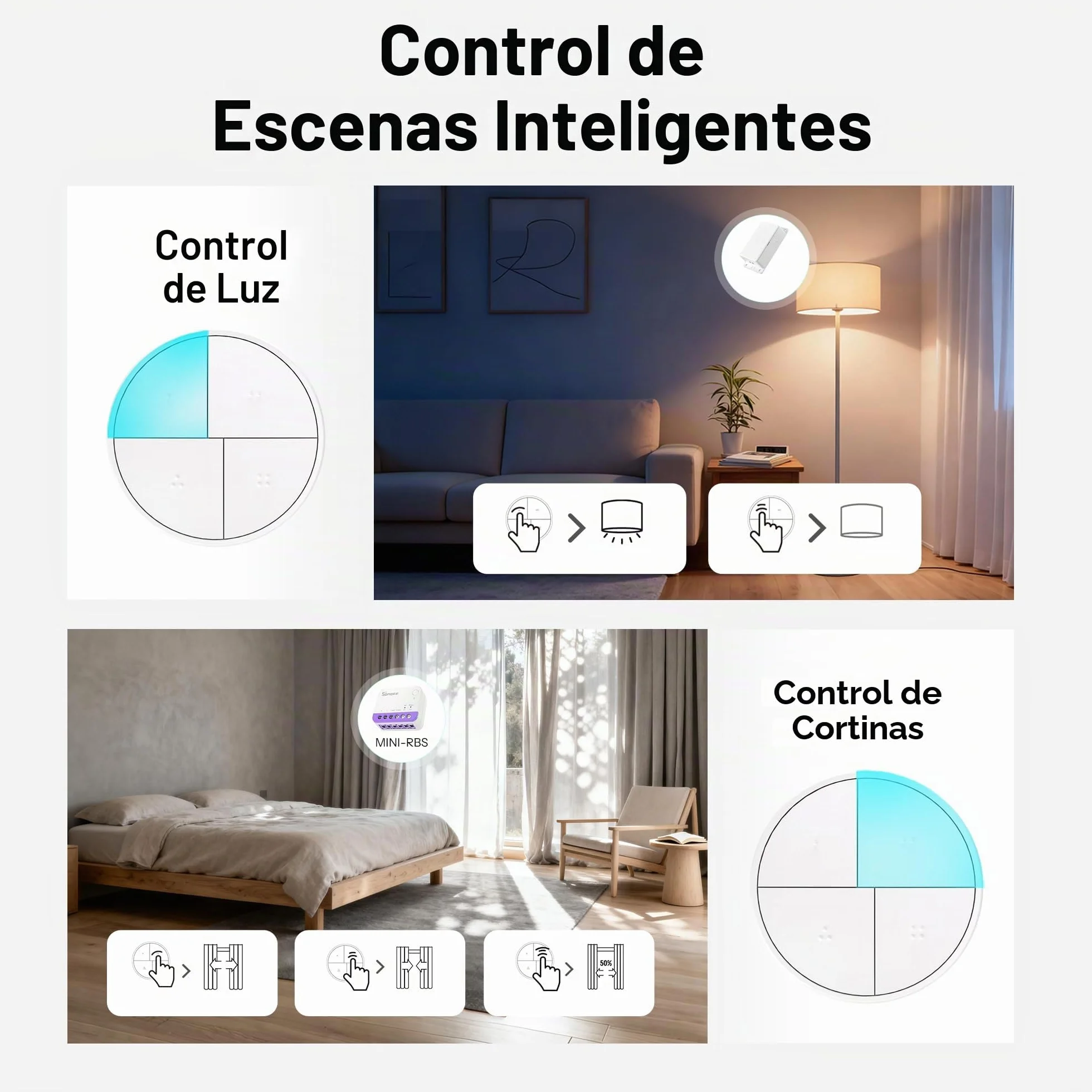 Botón Inteligente Sonoff SNZB-01M 4 en 1 Inalámbrico ZigBee Blanco | 16 acciones, Zigbee Binding & TouchLink Control de luz, compatible con Home Assistant, SmartThings, Hub requerido