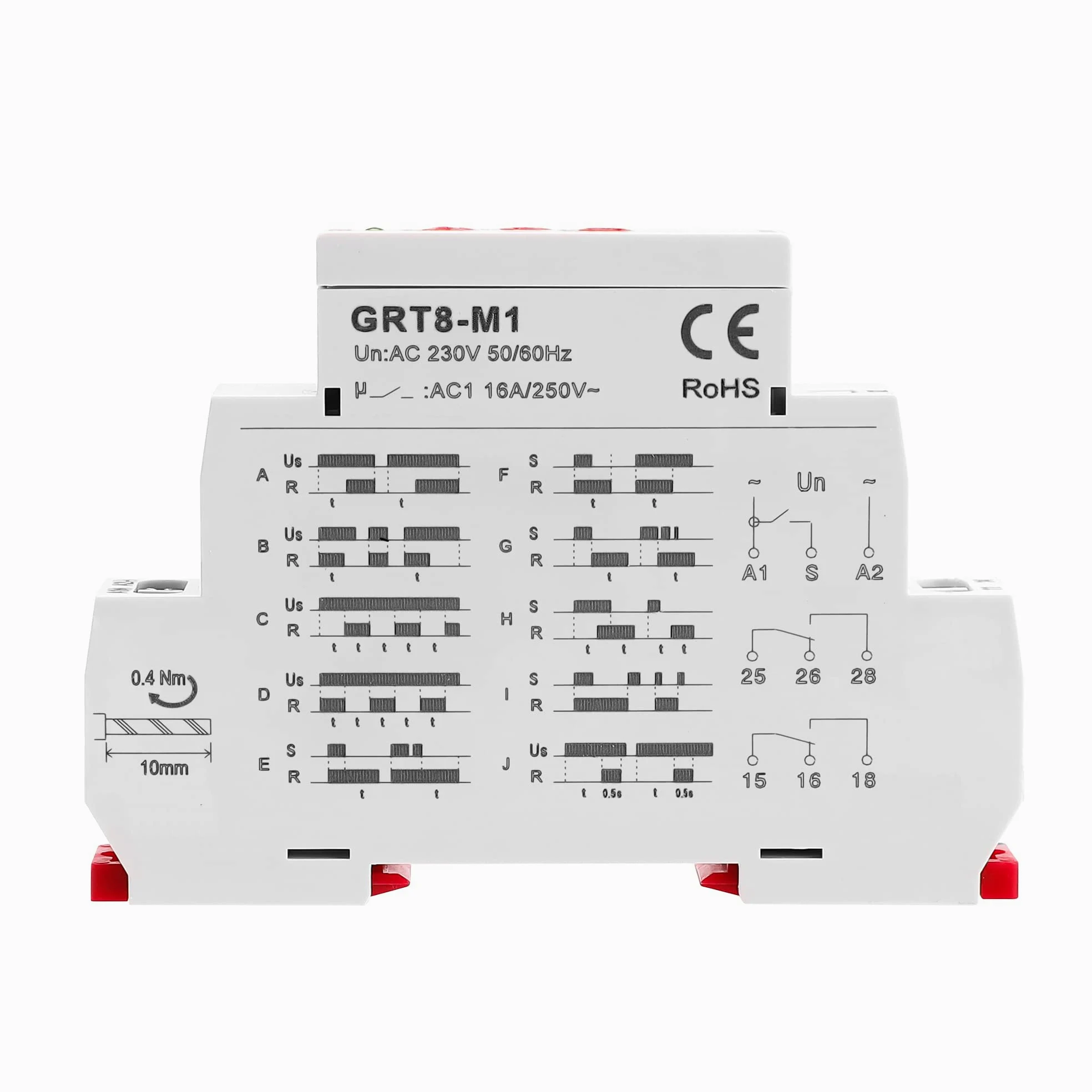 GEYA Relé de tiempo multifunción 16A 1Contactos de Contacto 10 función AC230V relé (GRT8-M1,AC230V)