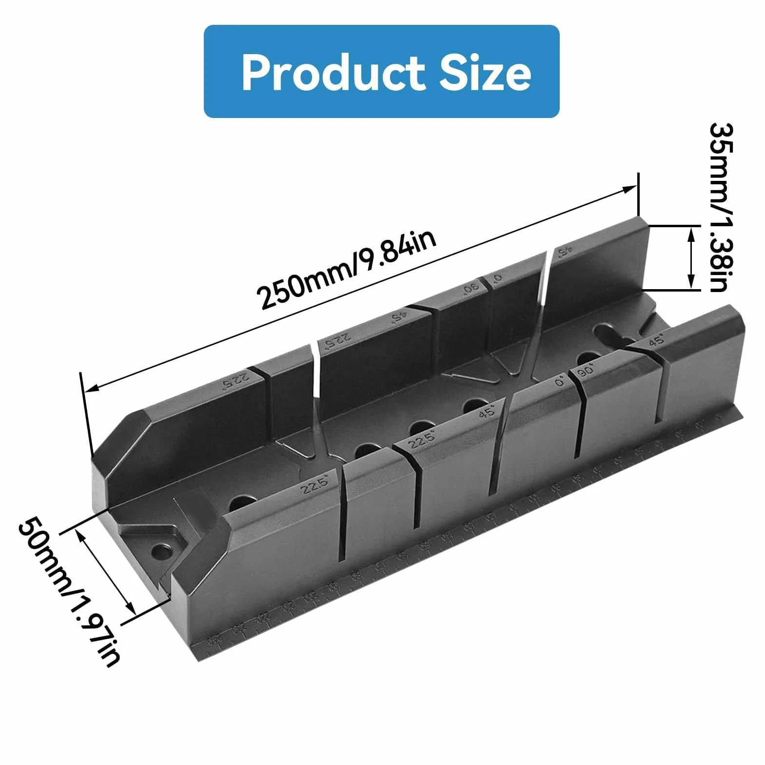Caja de sierra ingletadora Gypse 0/22.5/45/90 grados Gabinete de metal para carpintería Herramienta de corte oblicuo