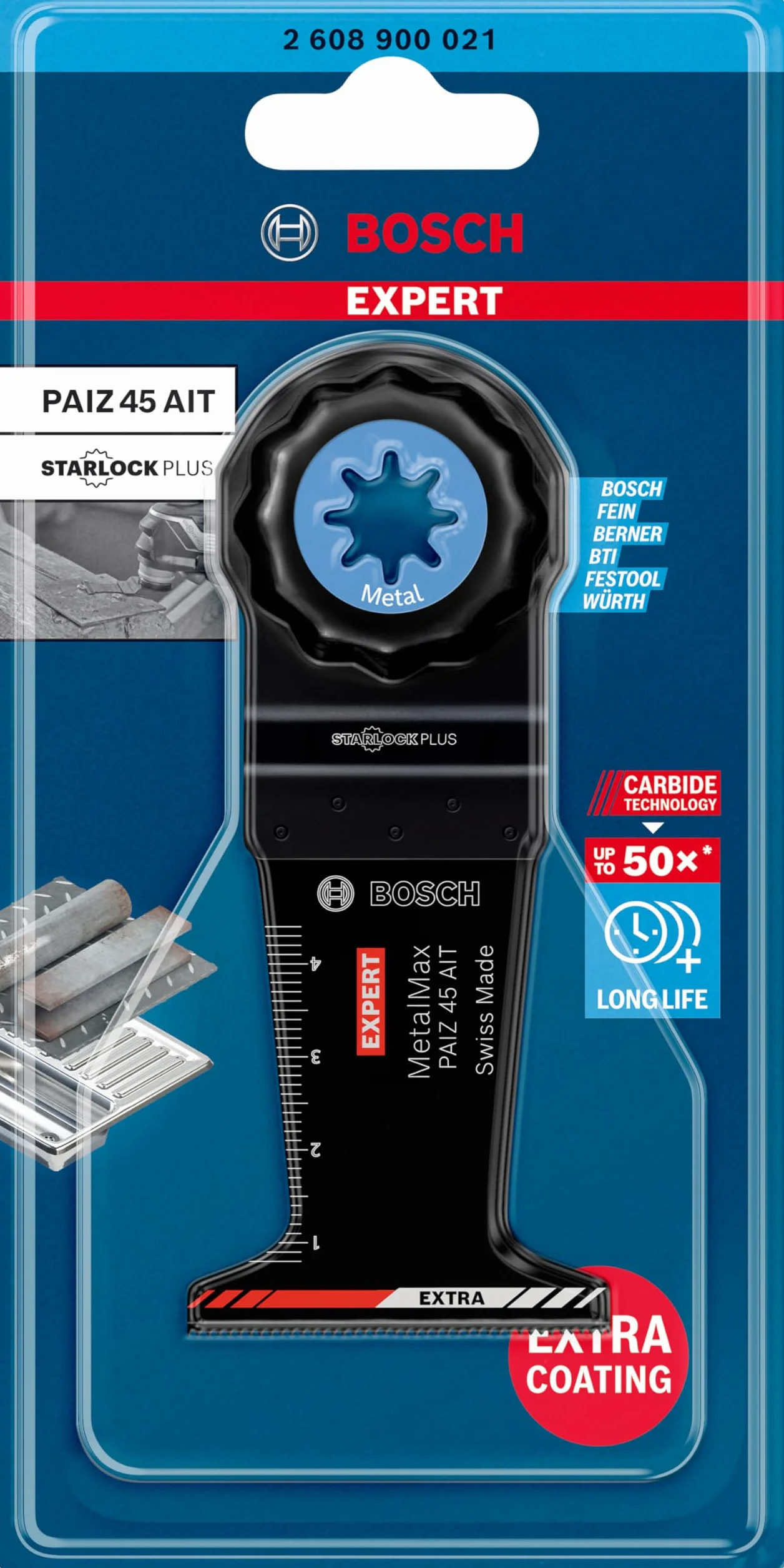 Bosch Professional 1x Hoja de multiherramienta Expert MetalMax PAIZ 45 AIT (para Acero, Acero inoxidable, Anchura 45 mm, accesorios Multiherramienta)