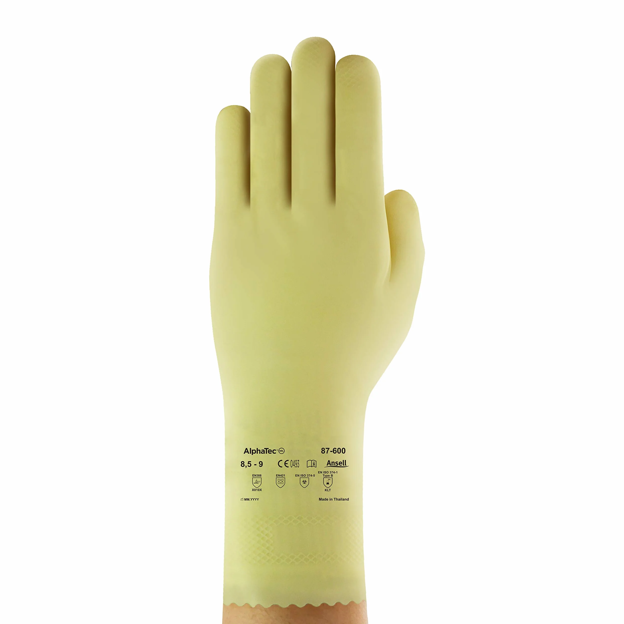 Ansell Alphatec 87-600 Guantes de Trabajo Multiusos, Resistencia Química, Destreza y Sensibilidad Táctil, Fino y Flexible Diseño, Talla L (12 Pares)