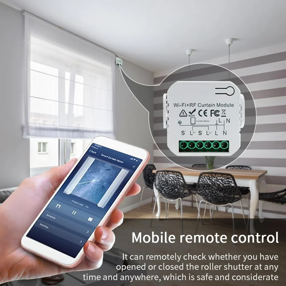 Booso Tuya Smart Curtain Switch WiFi 433Mhz Módulo de Control de Persianas Enrollables con Control Remoto para Persiana Enrollable Eléctrica