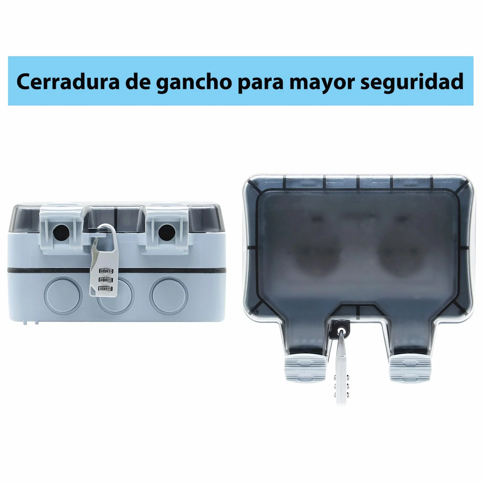 Enchufe de Exterior Impermeable Toma de Corriente IP66 con Interruptor doble conexión,Conector de Cable y Tapa Abatible,para Cocina Baño Garaje Piscina y Jardín (MPG2-GSN, 1 Piezas)