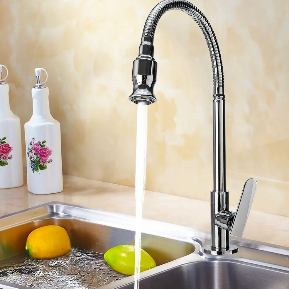 360 giratorio barra de la cocina baño grifo del fregadero individual Agua Fría cuello flexible de lavandería Sala de jardín al aire libre grifos solicitud TAP