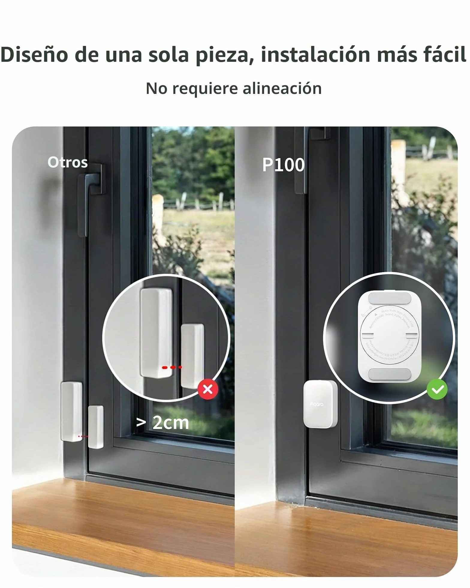 Aqara Sensor Multiestado P100, Thread/Zigbee, Sensor de Puerta/Ventana y Vibración, Monitoreo de Apertura/Cierre o de Objetos, Compatible Apple Home,Home Assistant, Alexa, Google Home,Blanco