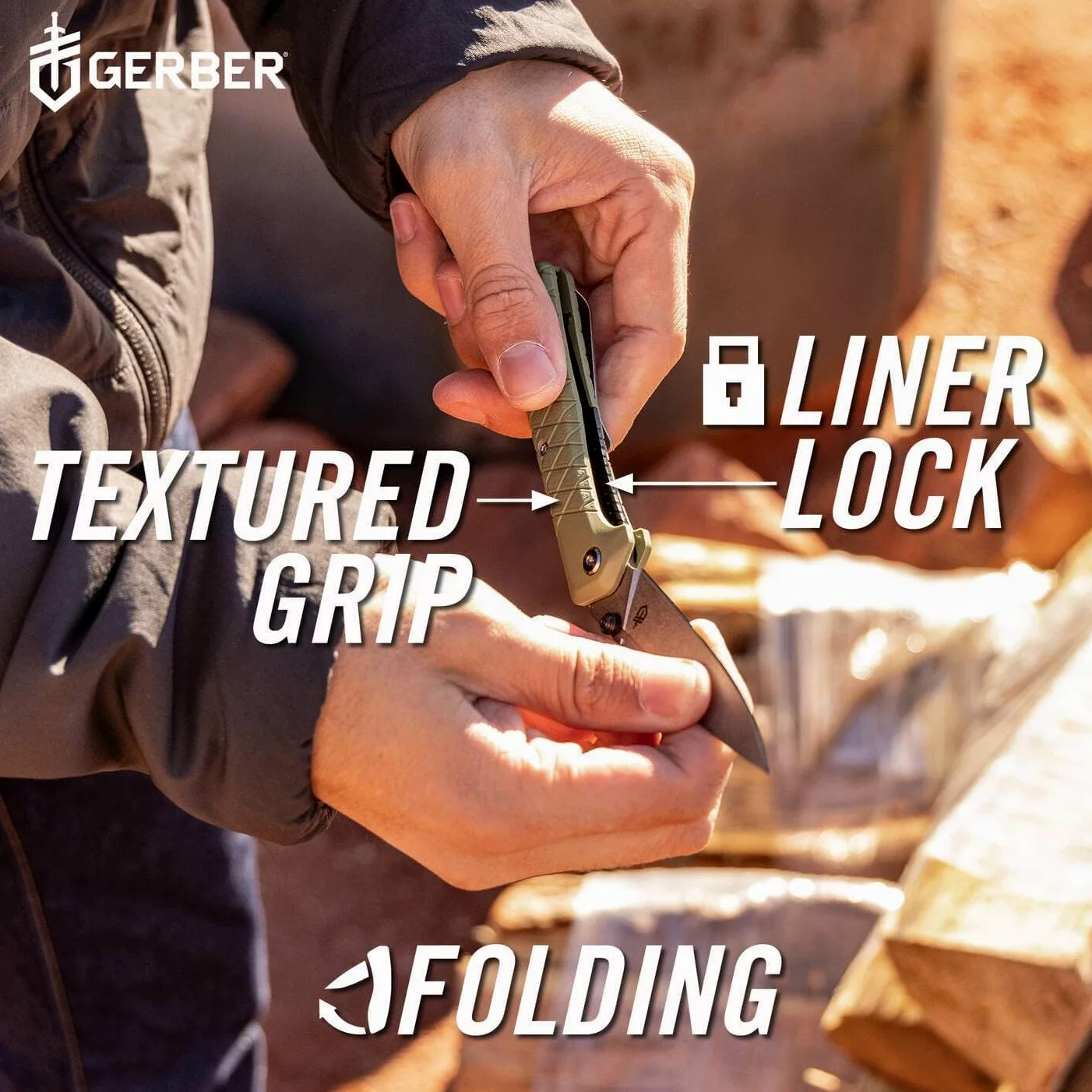 Gerber Navaja con Gancho para Cinturón, Longitud de la Hoja: 7,9 cm, Nylon Reforzado con Fibra de Vidrio/Acero 7Cr17MoV, Verde, Zilch, 1067530