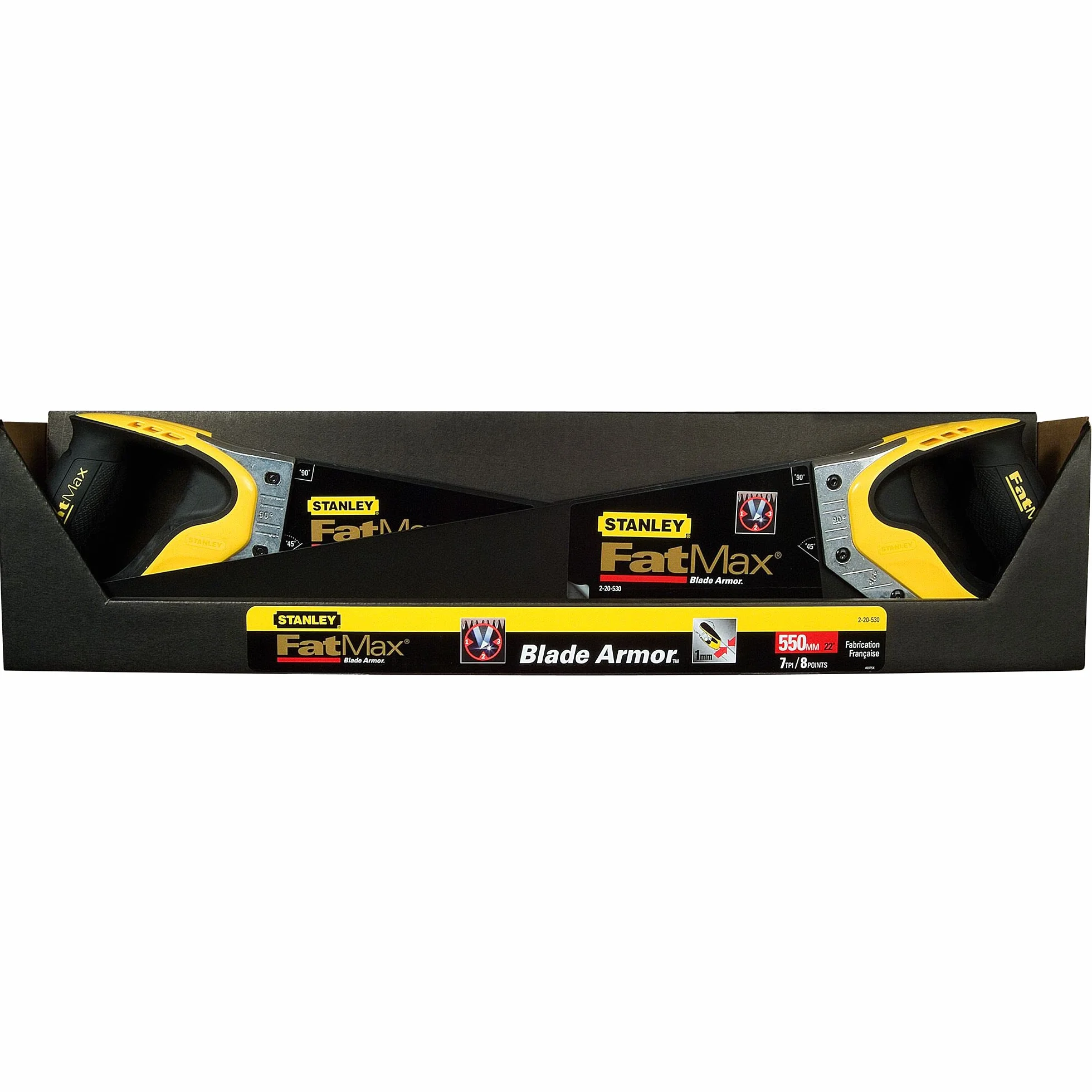 STANLEY FATMAX Serrucho Gen2, Longitud 550mmx1mm, corta hacia delante y atrás, capa de Appliflon para reducir atascos, 7 dientes por pulgada, mango ergonómico, 2-20-530