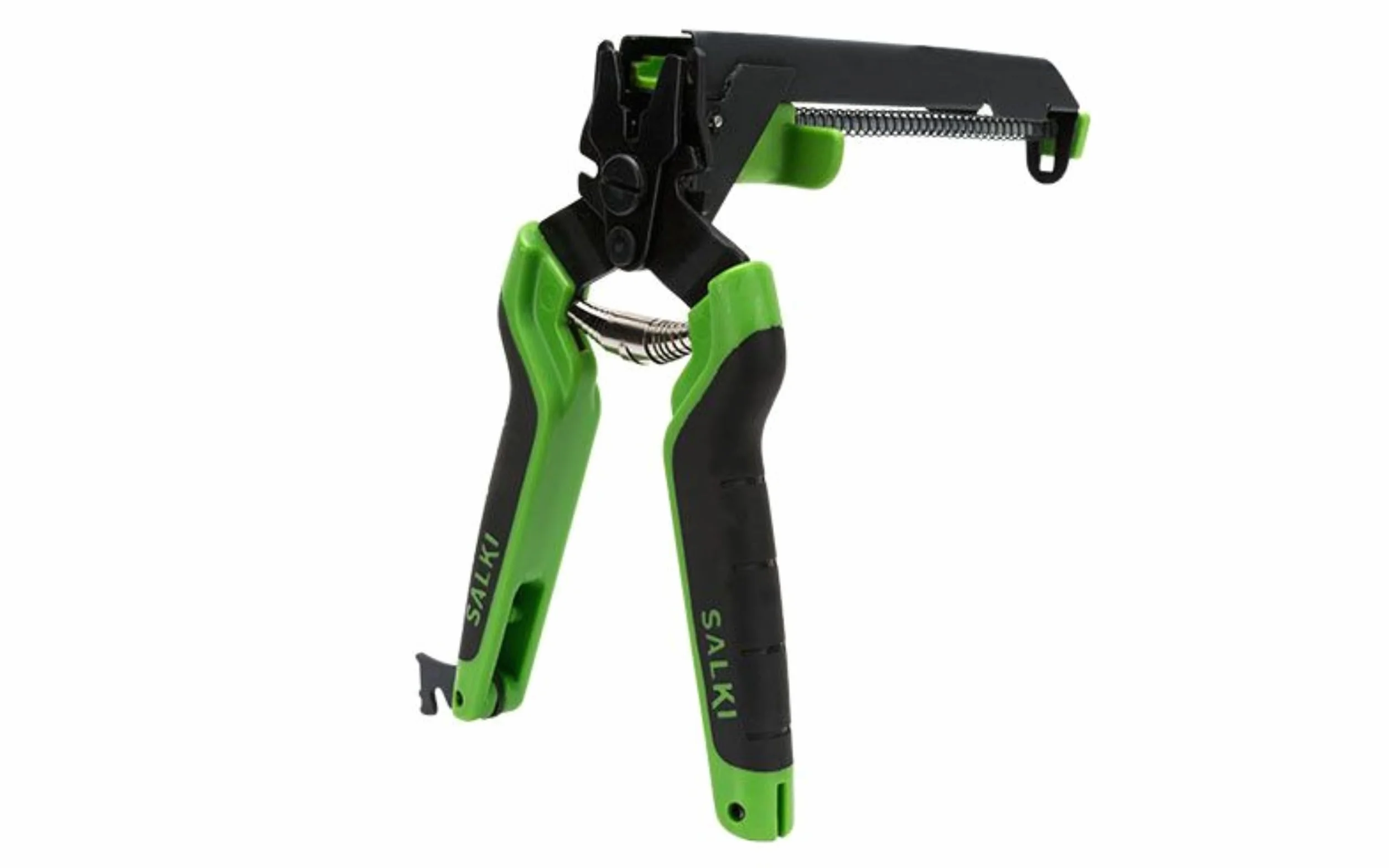 SALKI Grapadora Cercas FSK20C (con Cargador) - Grapadora para Vallas y Mallas con Cortador de Alambre Incorporado de hasta 3mm de Espesor, Compatible con Grapas Anilladas Ω20 y HR22