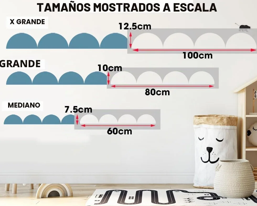 Ideal Stencils plantilla de pared con borde ondulado, tamaño L, 10 x 80 cm, plantilla Mylar reutilizable para pared, piso, tela, decoración de muebles