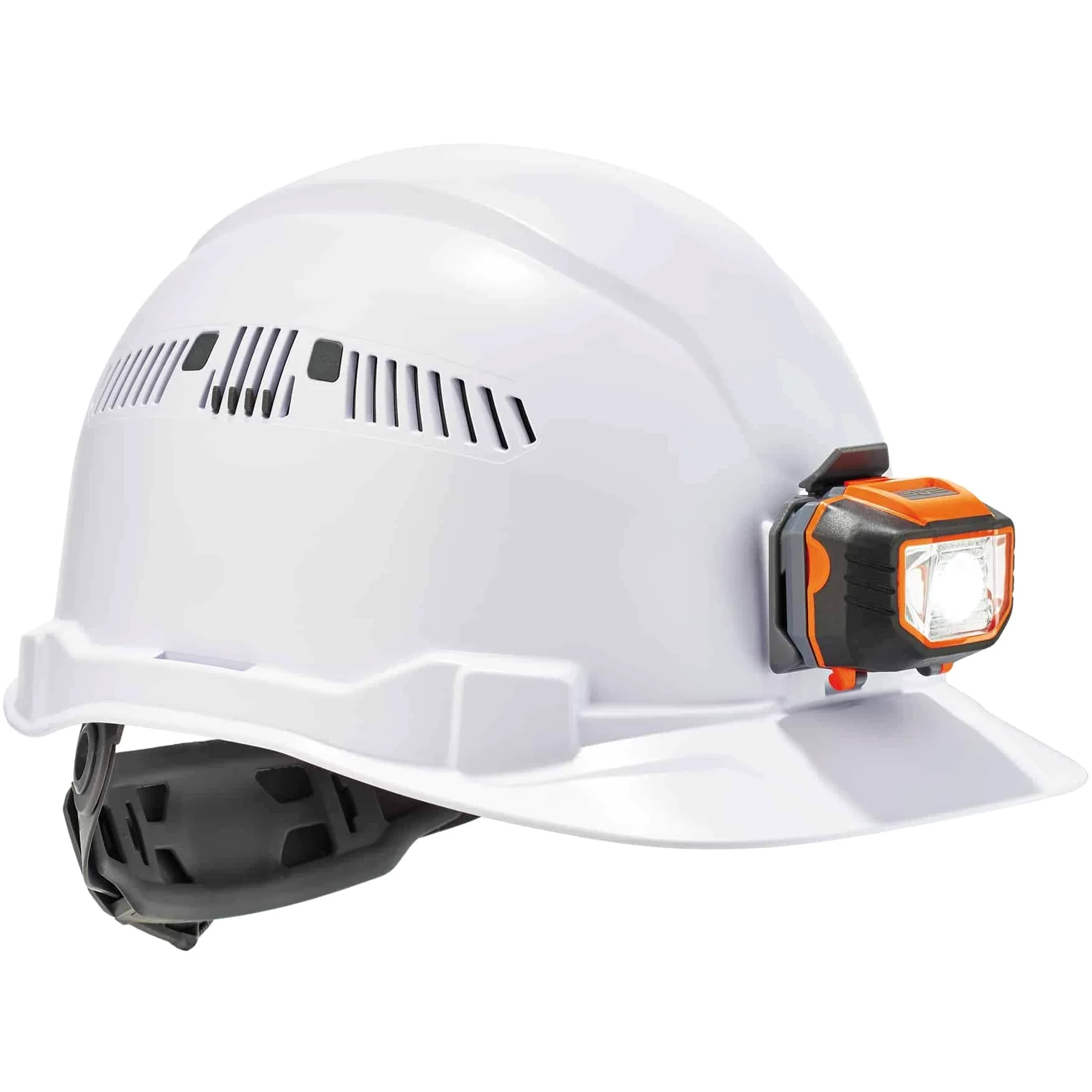Ergodyne - 60146 Casco Duro ventilado con luz, Estilo Gorra, suspensión de trinquete, Clase C, Skullerz 8972LED Blanco