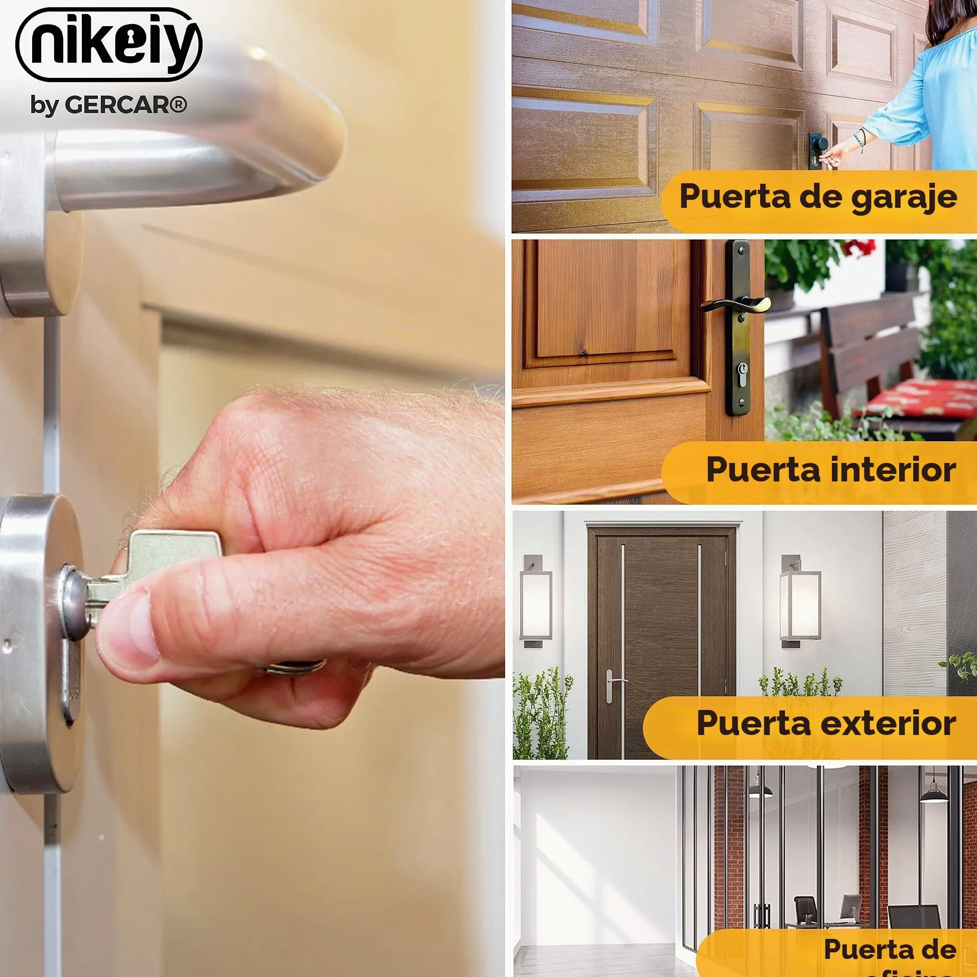 GERCAR 6 cilindros cilíndricos de cierre uniforme 35/35 incl. 30 llaves, cilindro de 70 mm, cerradura de puerta con función de emergencia y peligro, juego de 3 unidades de cierre uniforme – Longitud: