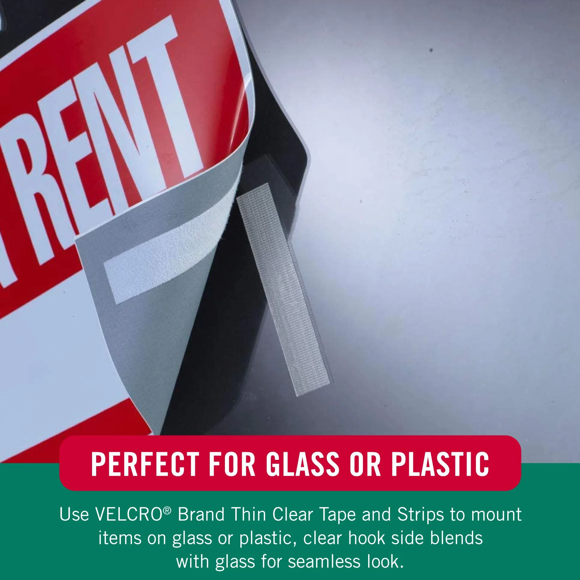VELCRO Marca | Cinta Adhesiva Transparente y Delgada | Recortable | Fijación Fuerte de Gancho y Bucle | Ideal para Decoración, Hogar, Oficina, Aula y Manualidades | 19 mm x 4,5 m